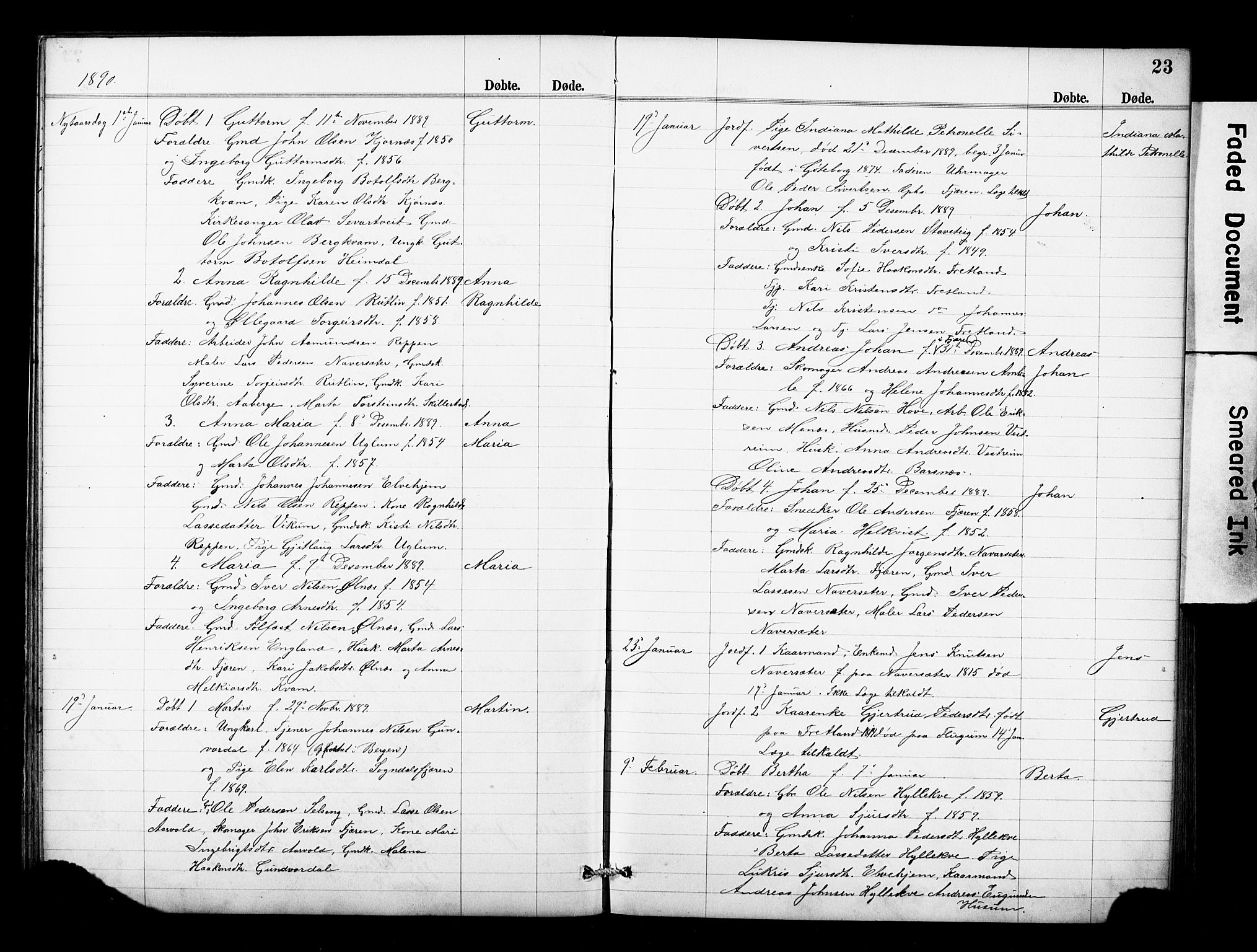 Sogndal sokneprestembete, AV/SAB-A-81301/H/Hab/Haba/L0001: Parish register (copy) no. A 1, 1887-1907, p. 23