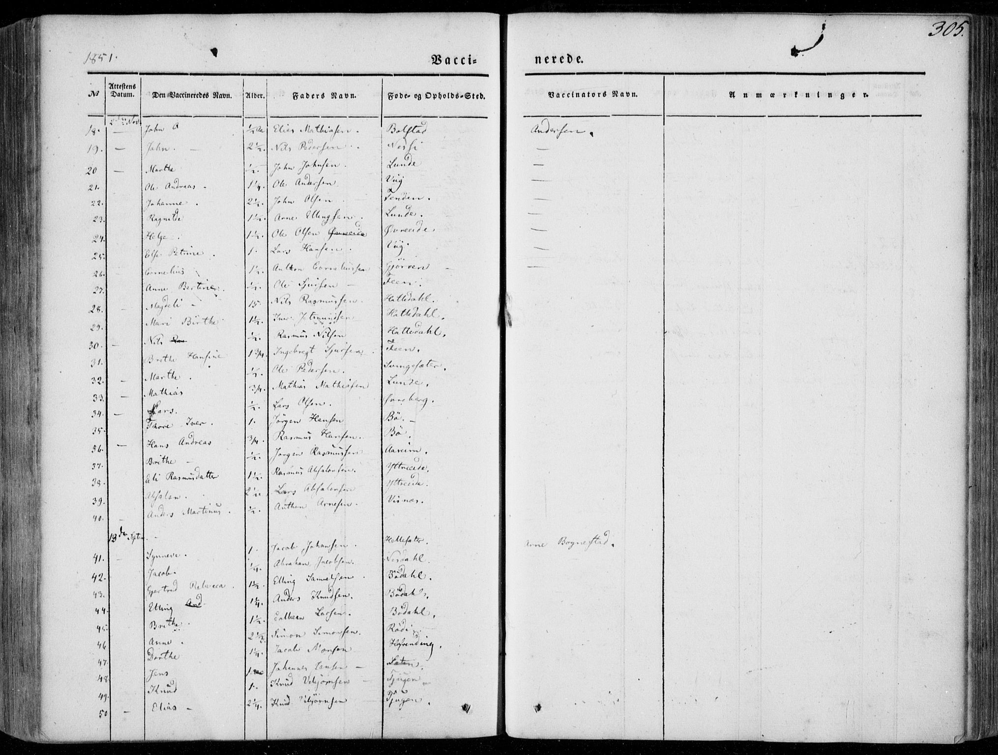 Stryn Sokneprestembete, AV/SAB-A-82501: Parish register (official) no. A 2, 1844-1861, p. 305