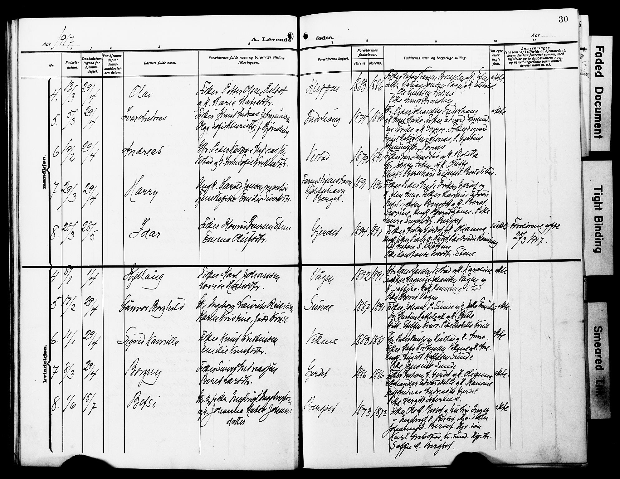 Ministerialprotokoller, klokkerbøker og fødselsregistre - Møre og Romsdal, SAT/A-1454/566/L0774: Parish register (copy) no. 566C03, 1910-1929, p. 30