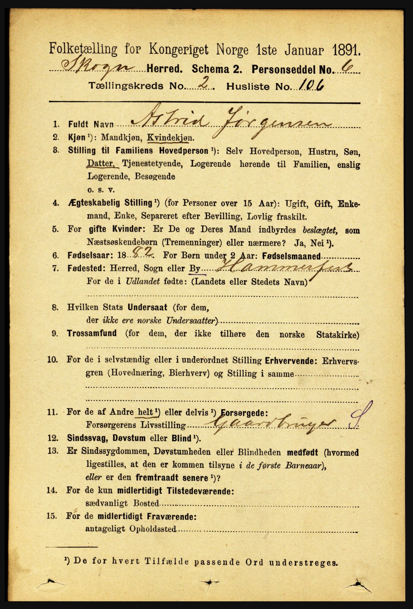 RA, 1891 census for 1719 Skogn, 1891, p. 1530