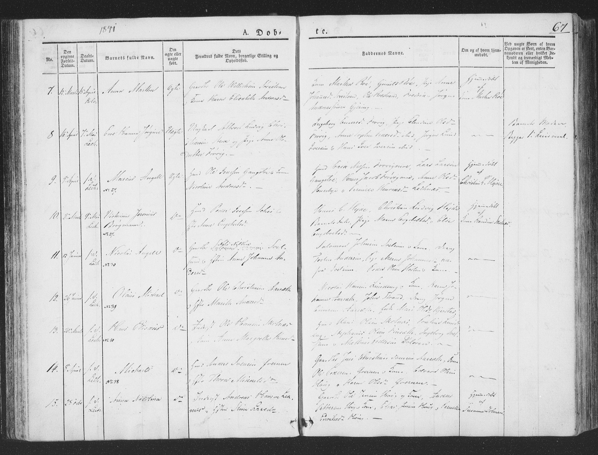 Ministerialprotokoller, klokkerbøker og fødselsregistre - Nord-Trøndelag, SAT/A-1458/780/L0639: Parish register (official) no. 780A04, 1830-1844, p. 67
