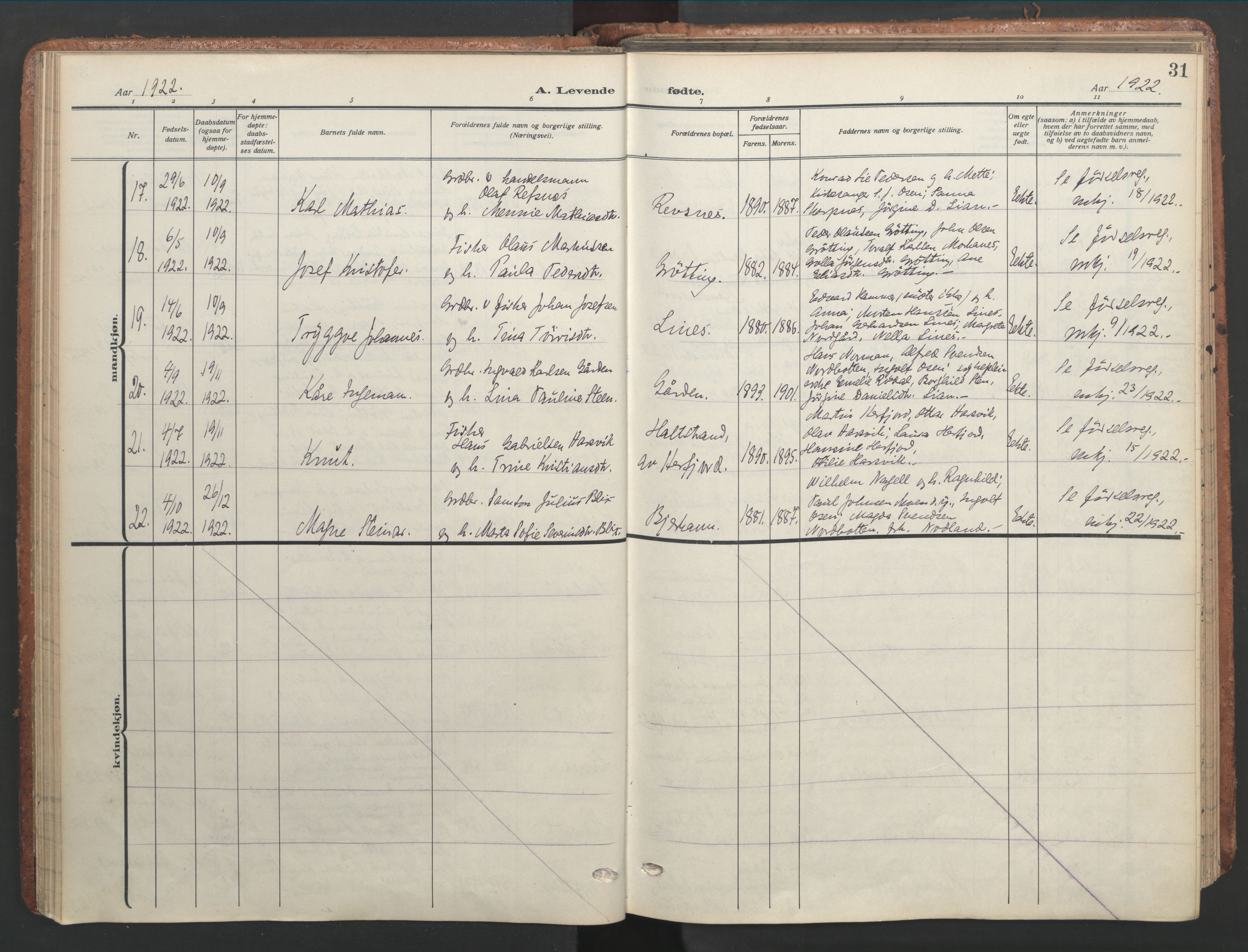Ministerialprotokoller, klokkerbøker og fødselsregistre - Sør-Trøndelag, SAT/A-1456/656/L0694: Parish register (official) no. 656A03, 1914-1931, p. 31