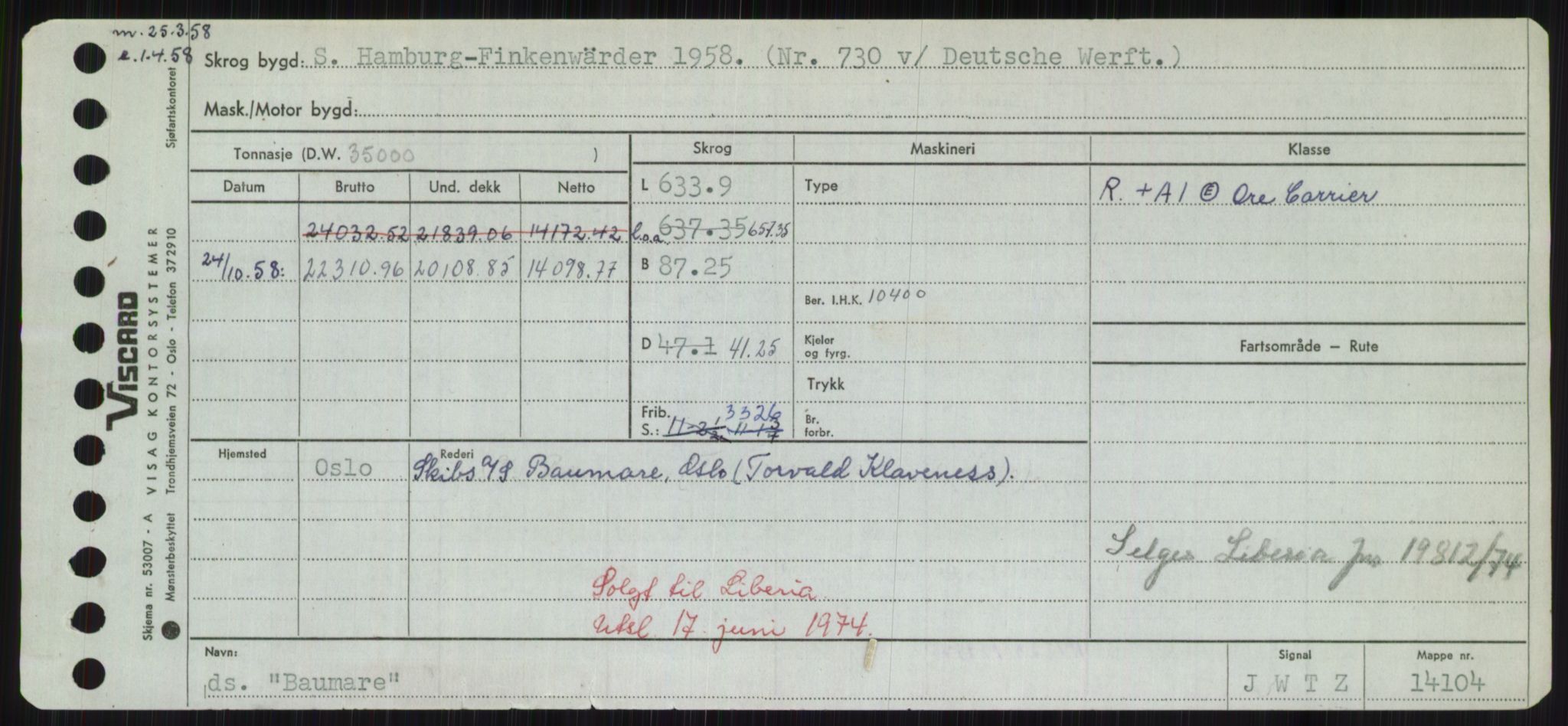 Sjøfartsdirektoratet med forløpere, Skipsmålingen, AV/RA-S-1627/H/Hd/L0003: Fartøy, B-Bev, p. 395