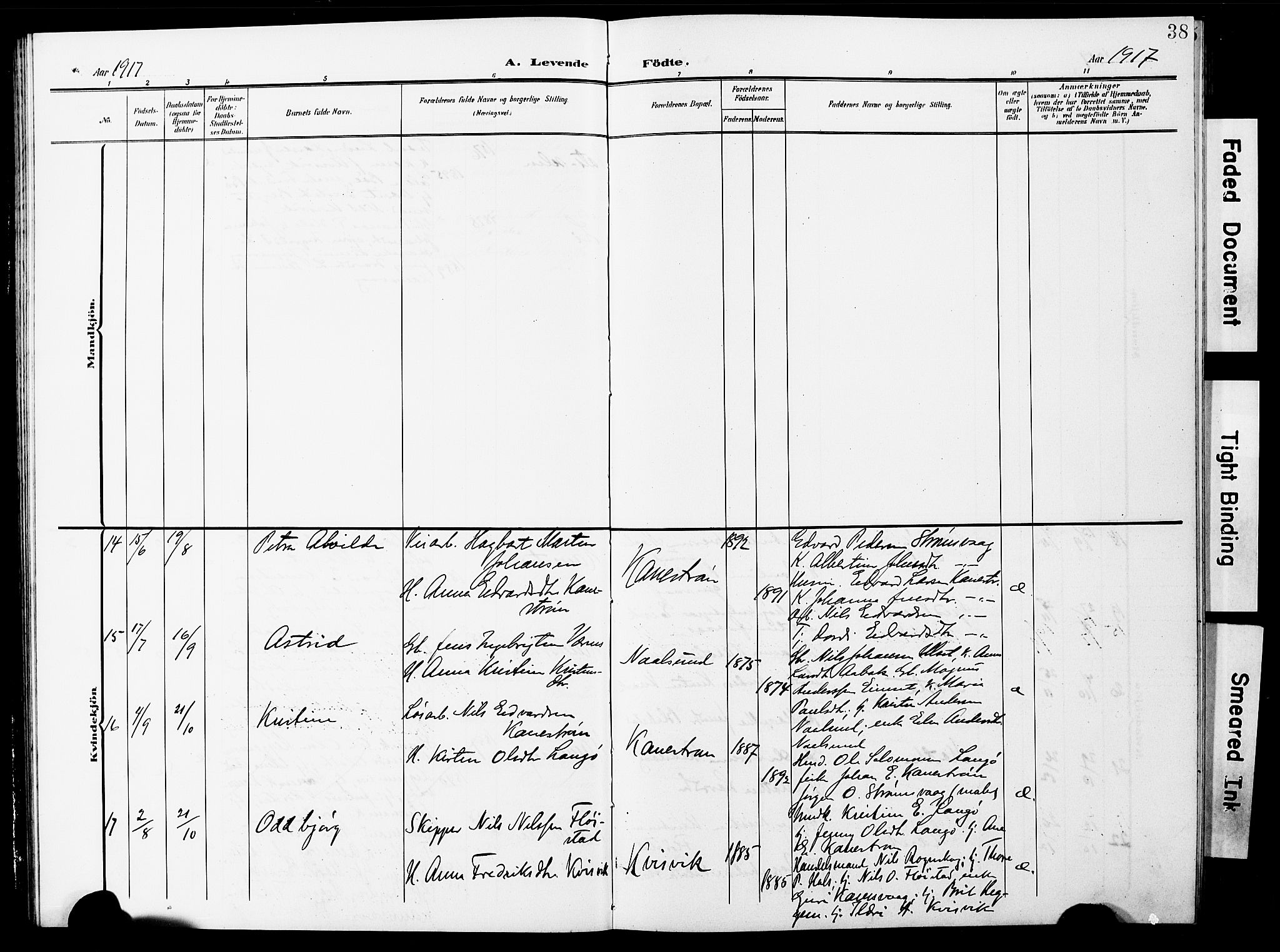 Ministerialprotokoller, klokkerbøker og fødselsregistre - Møre og Romsdal, AV/SAT-A-1454/587/L1001: Parish register (copy) no. 587C01, 1906-1927, p. 38