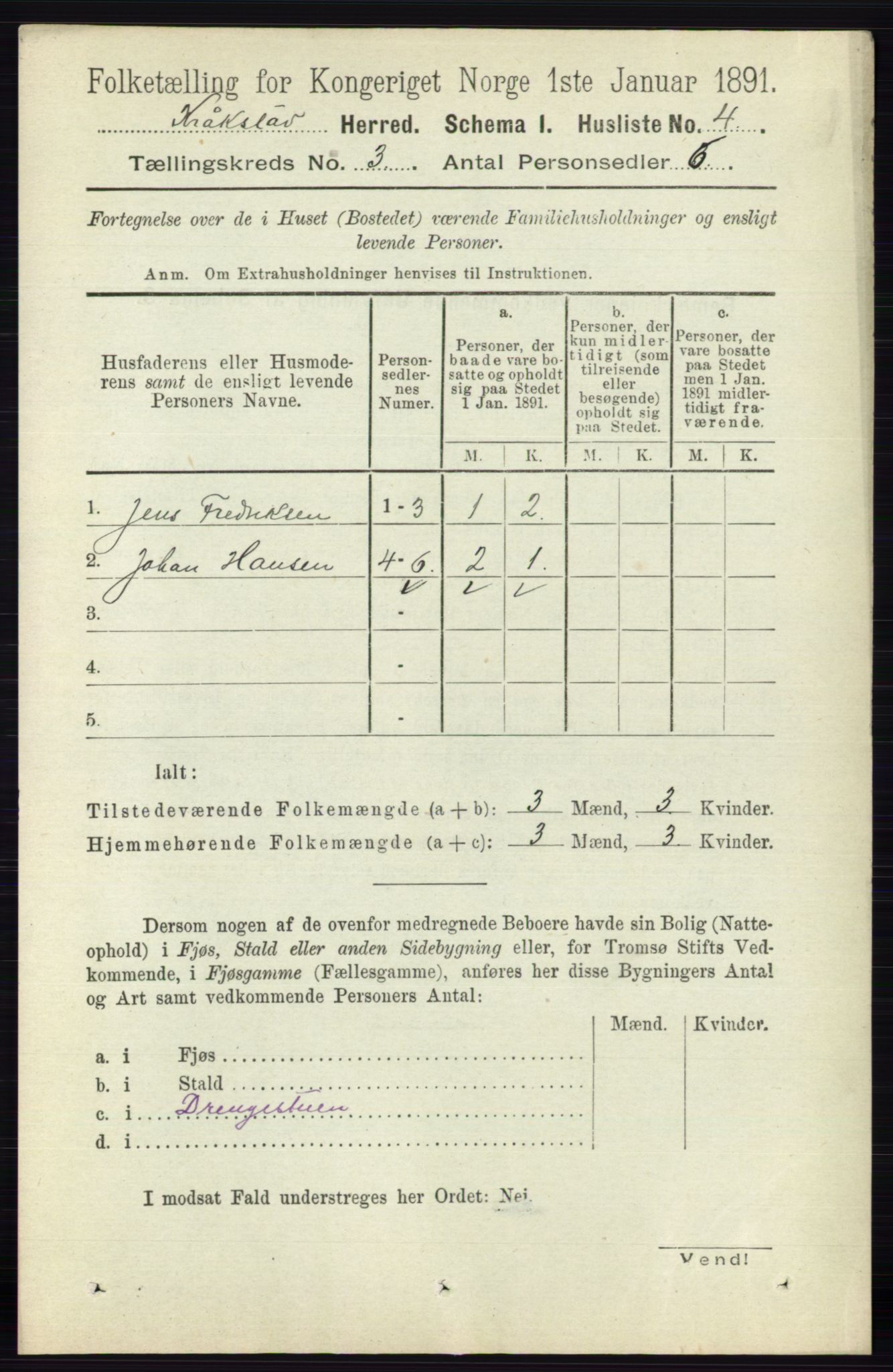 RA, 1891 census for 0212 Kråkstad, 1891, p. 1120