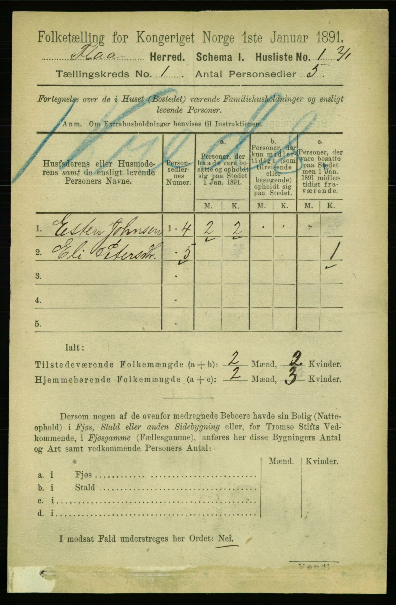 RA, 1891 census for 1652 Flå, 1891, p. 11