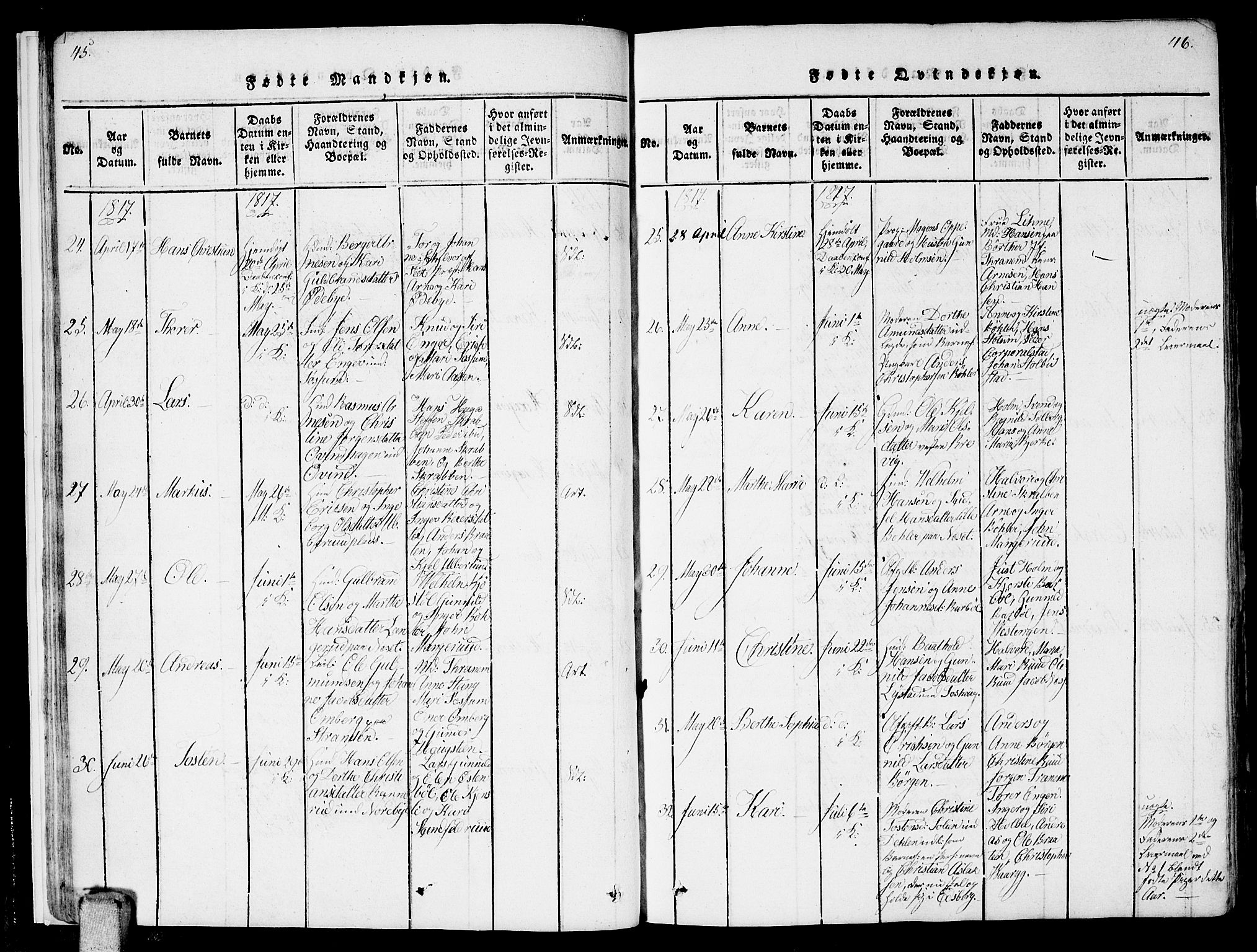 Enebakk prestekontor Kirkebøker, AV/SAO-A-10171c/F/Fa/L0006: Parish register (official) no. I 6, 1815-1832, p. 45-46