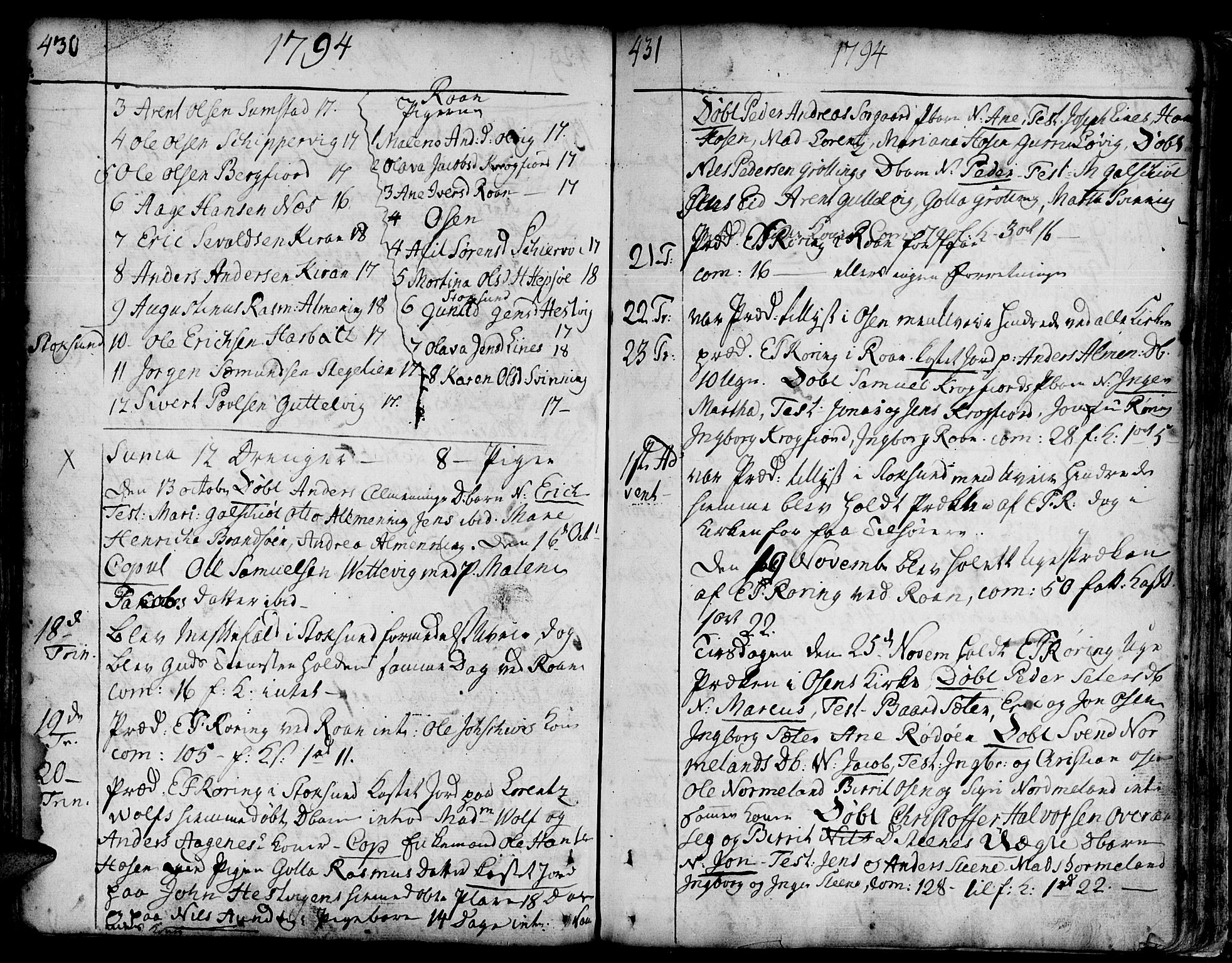 Ministerialprotokoller, klokkerbøker og fødselsregistre - Sør-Trøndelag, SAT/A-1456/657/L0700: Parish register (official) no. 657A01, 1732-1801, p. 430-431