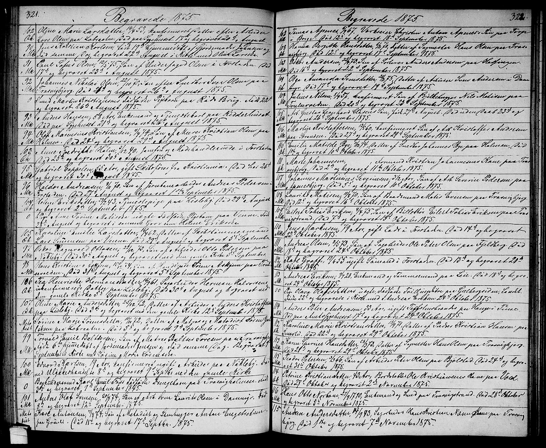 Glemmen prestekontor Kirkebøker, AV/SAO-A-10908/G/Ga/L0004: Parish register (copy) no. 4, 1867-1875, p. 321-322