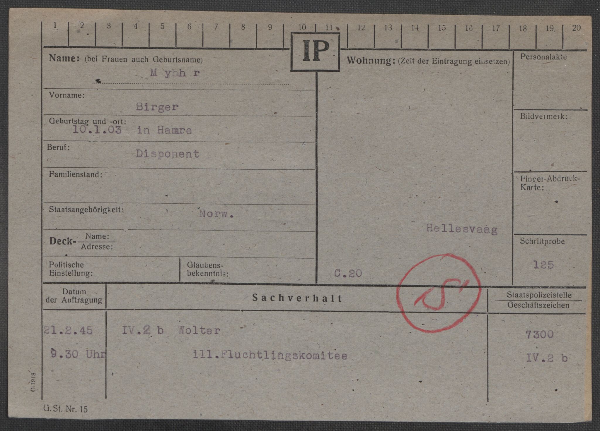 Befehlshaber der Sicherheitspolizei und des SD, AV/RA-RAFA-5969/E/Ea/Eaa/L0007: Register over norske fanger i Møllergata 19: Lundb-N, 1940-1945, p. 878