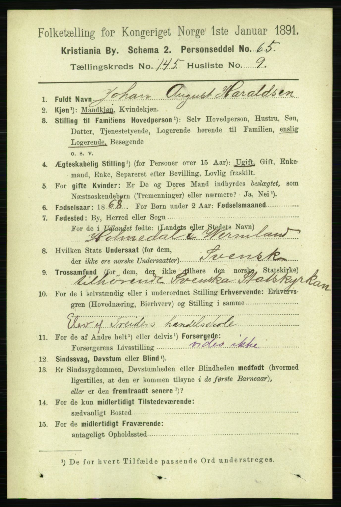 RA, 1891 census for 0301 Kristiania, 1891, p. 79624