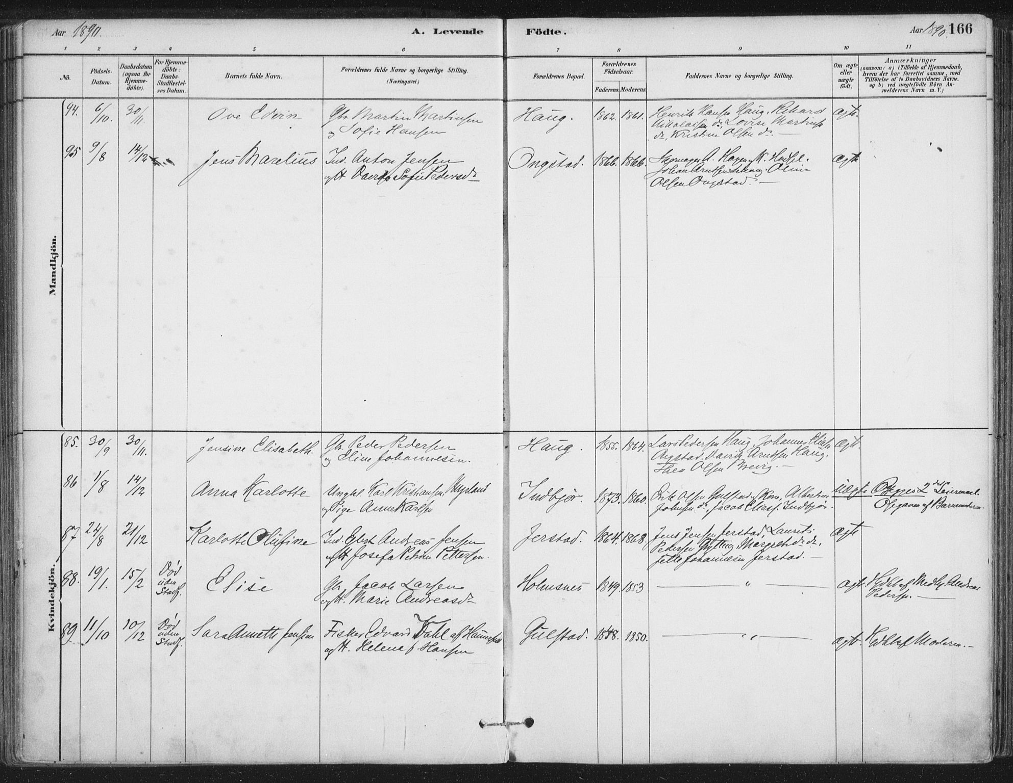 Ministerialprotokoller, klokkerbøker og fødselsregistre - Nordland, SAT/A-1459/888/L1244: Parish register (official) no. 888A10, 1880-1890, p. 166