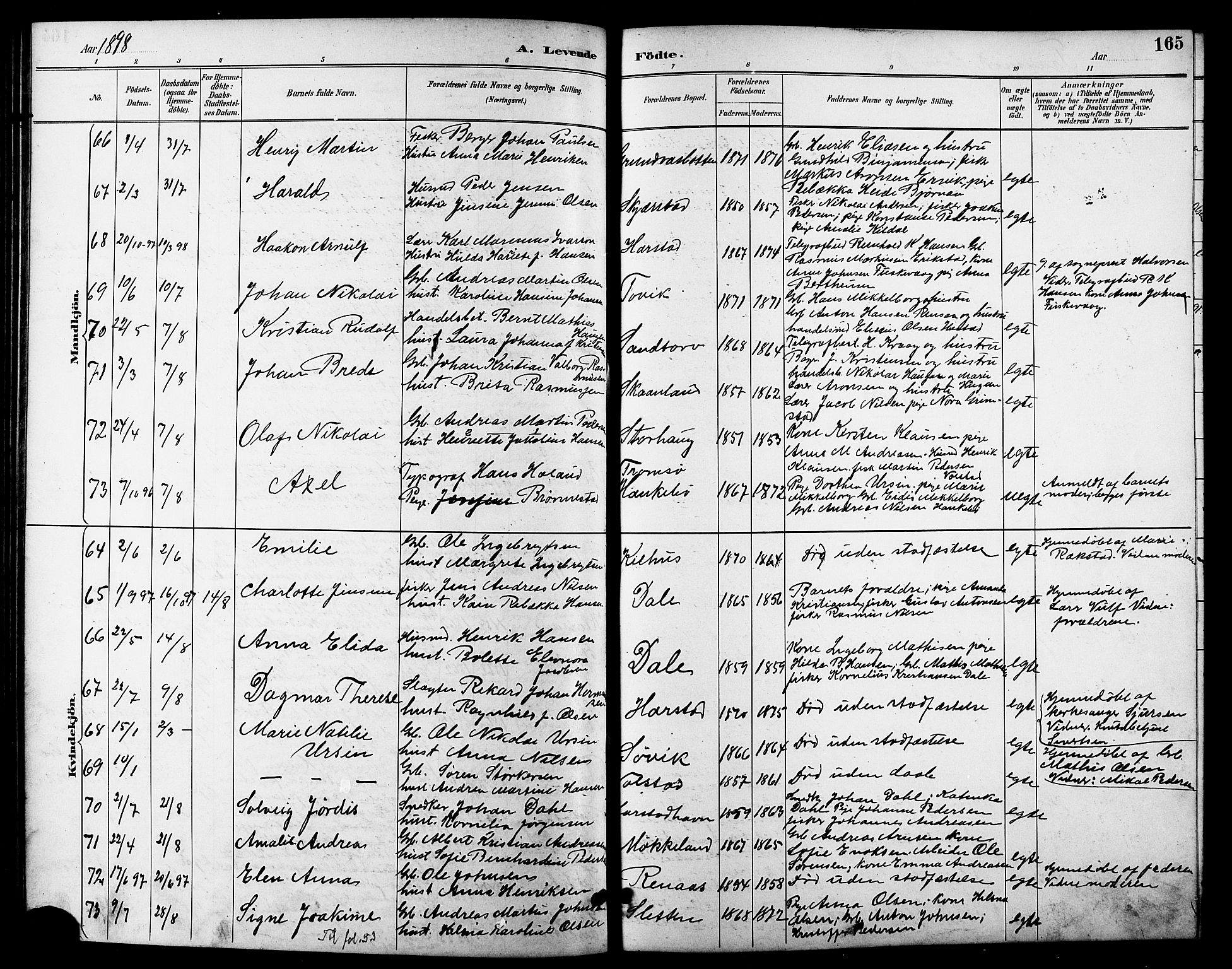 Trondenes sokneprestkontor, SATØ/S-1319/H/Hb/L0011klokker: Parish register (copy) no. 11, 1891-1906, p. 165