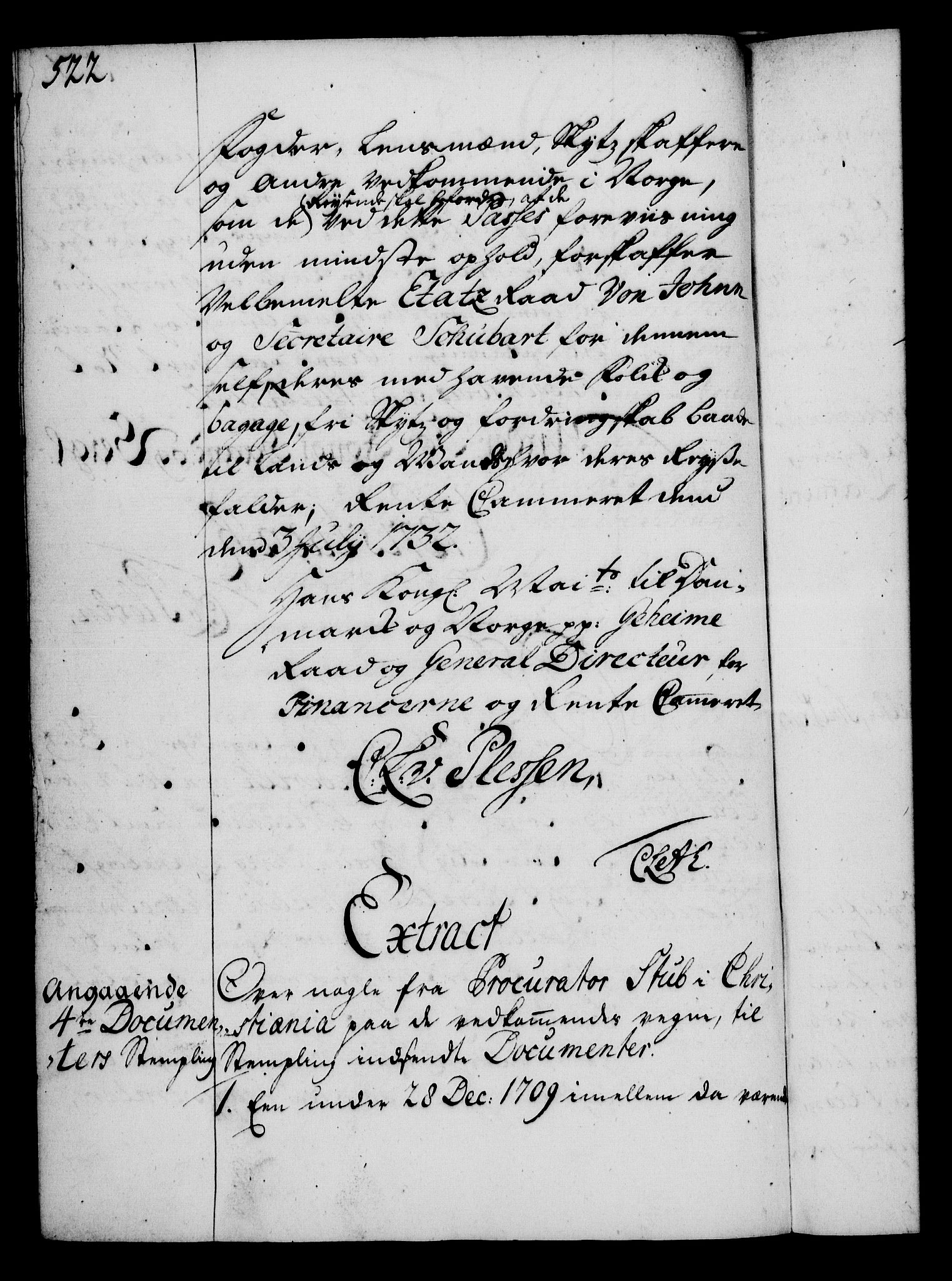 Rentekammeret, Kammerkanselliet, RA/EA-3111/G/Gg/Gga/L0003: Norsk ekspedisjonsprotokoll med register (merket RK 53.3), 1727-1734, p. 522