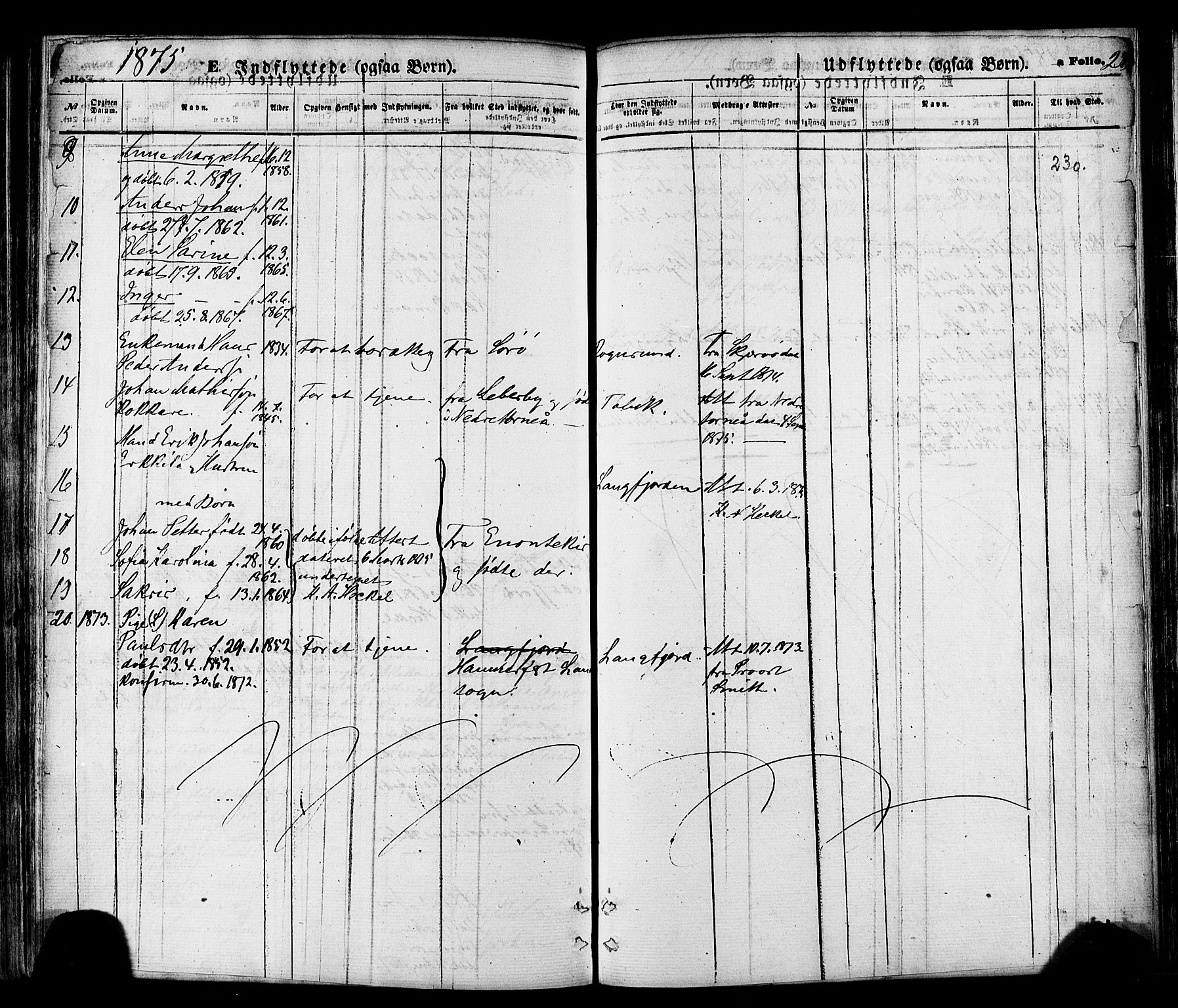 Talvik sokneprestkontor, SATØ/S-1337/H/Ha/L0011kirke: Parish register (official) no. 11, 1864-1877, p. 230