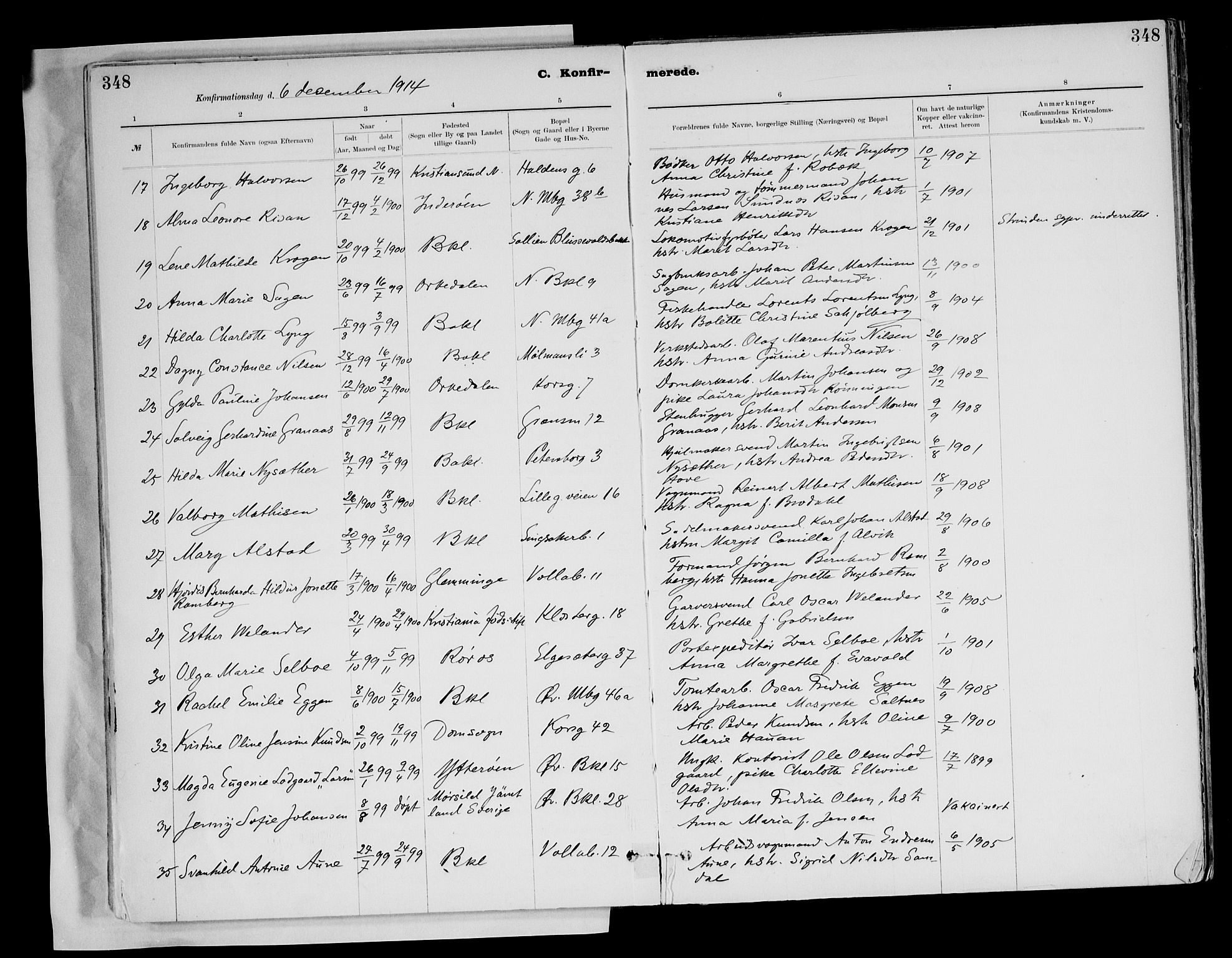 Ministerialprotokoller, klokkerbøker og fødselsregistre - Sør-Trøndelag, SAT/A-1456/604/L0203: Parish register (official) no. 604A23, 1908-1916, p. 348