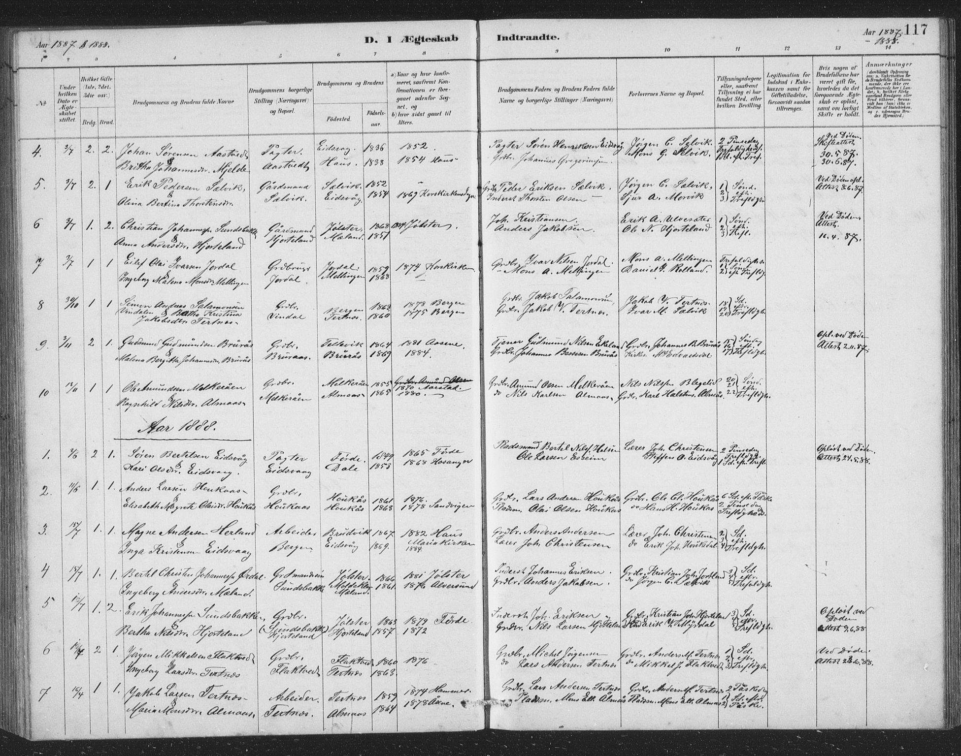 Åsane sokneprestembete, AV/SAB-A-79401/H/Hab: Parish register (copy) no. A 2, 1885-1898, p. 117