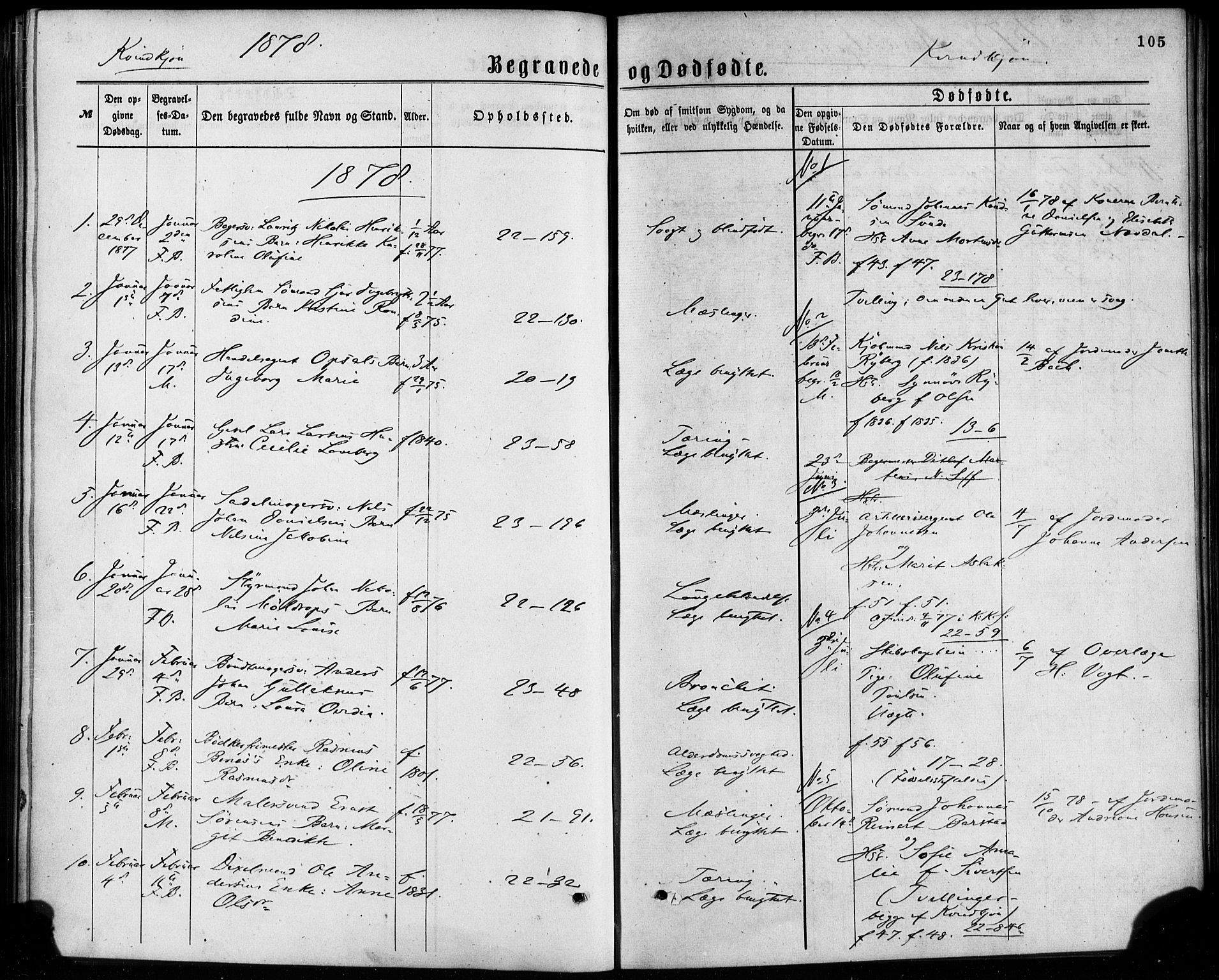 Korskirken sokneprestembete, AV/SAB-A-76101/H/Haa/L0046: Parish register (official) no. E 4, 1875-1883, p. 105