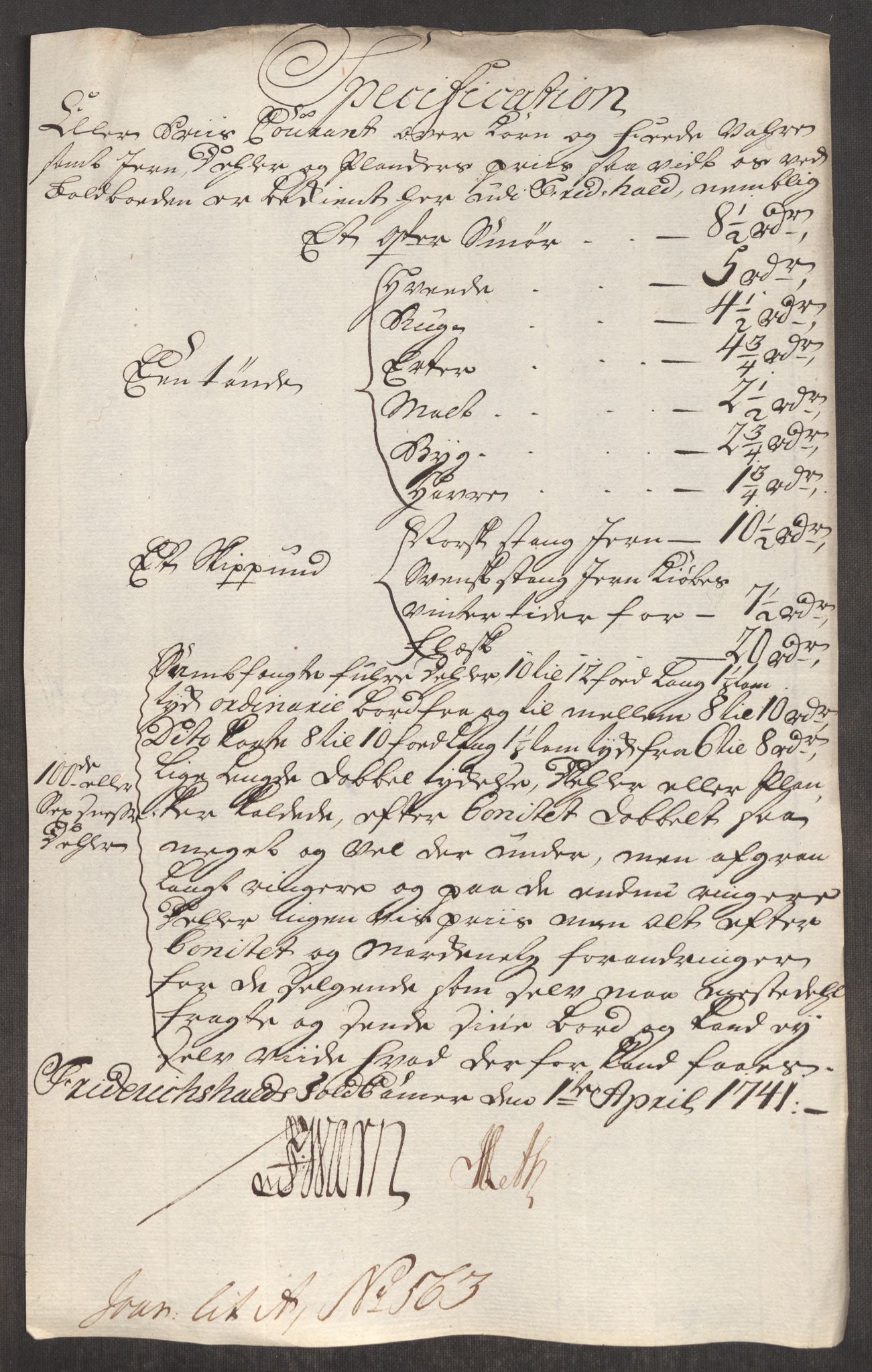 Rentekammeret inntil 1814, Realistisk ordnet avdeling, AV/RA-EA-4070/Oe/L0002: [Ø1]: Priskuranter, 1740-1744, p. 193