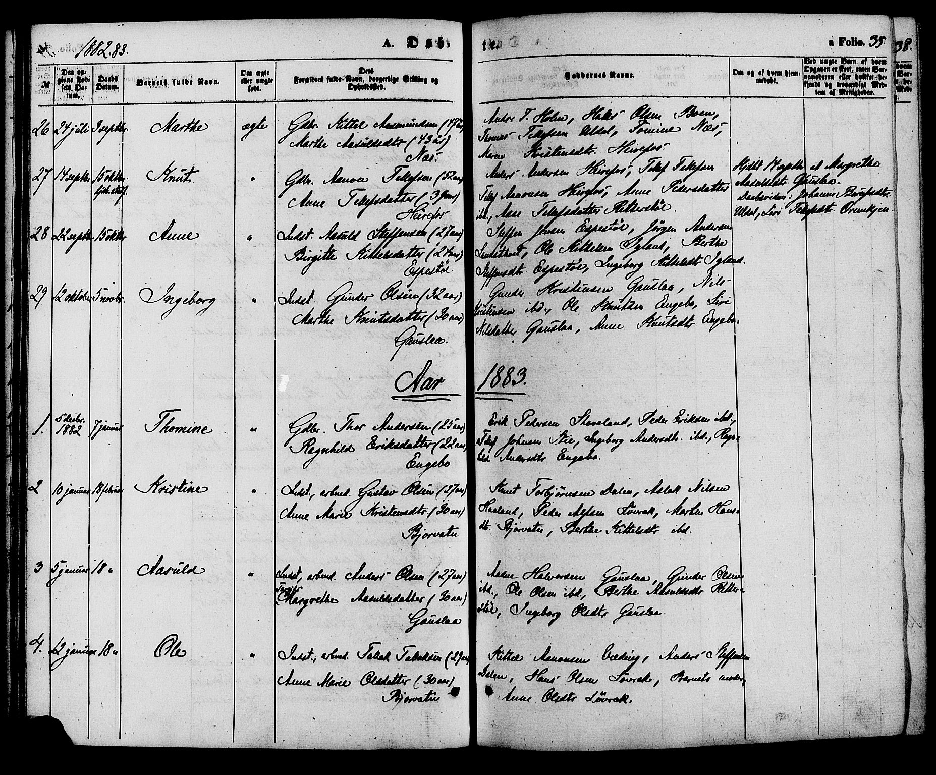 Herefoss sokneprestkontor, AV/SAK-1111-0019/F/Fa/Faa/L0002: Parish register (official) no. A 2, 1861-1886, p. 35