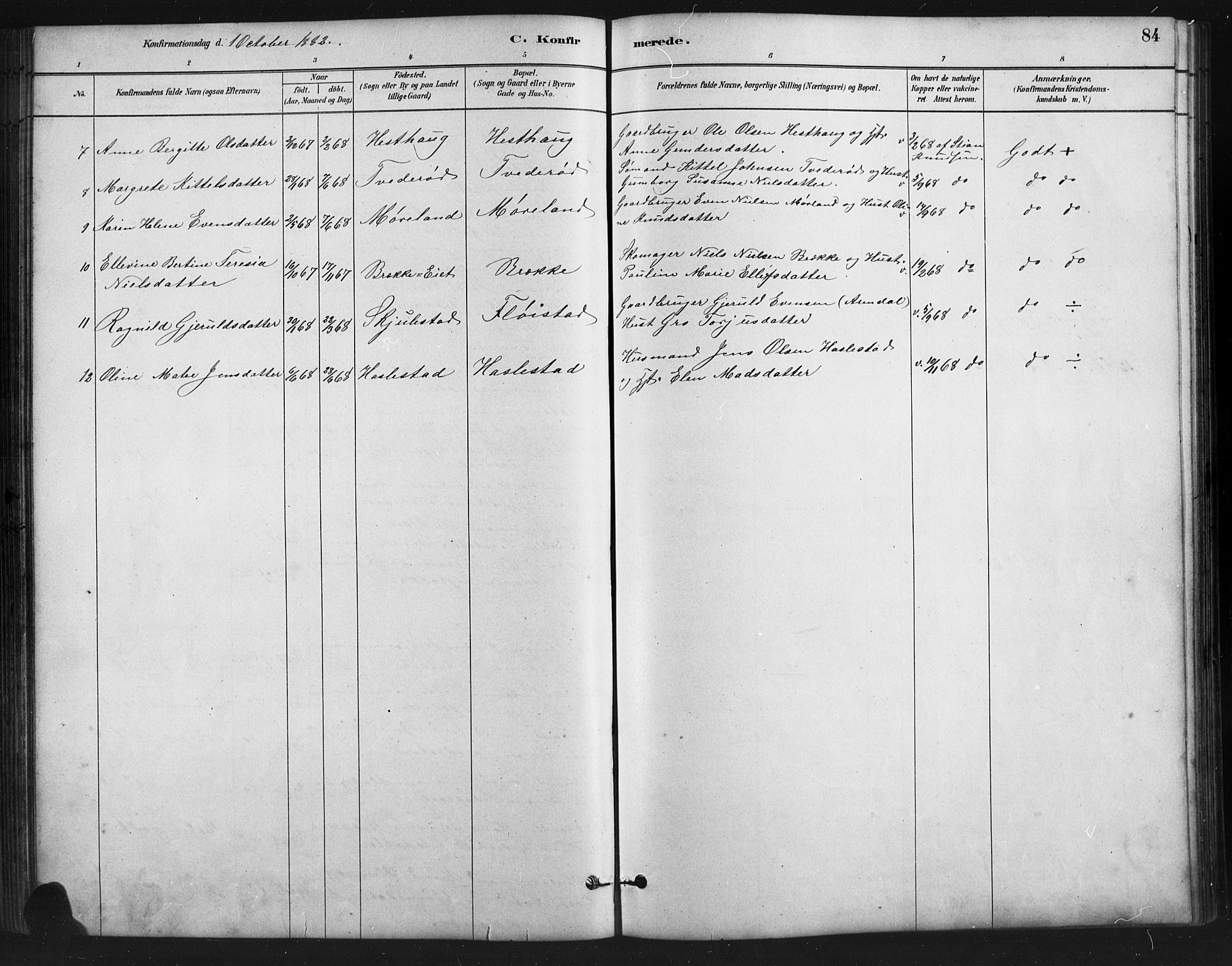 Austre Moland sokneprestkontor, SAK/1111-0001/F/Fb/Fba/L0003: Parish register (copy) no. B 3, 1879-1914, p. 84