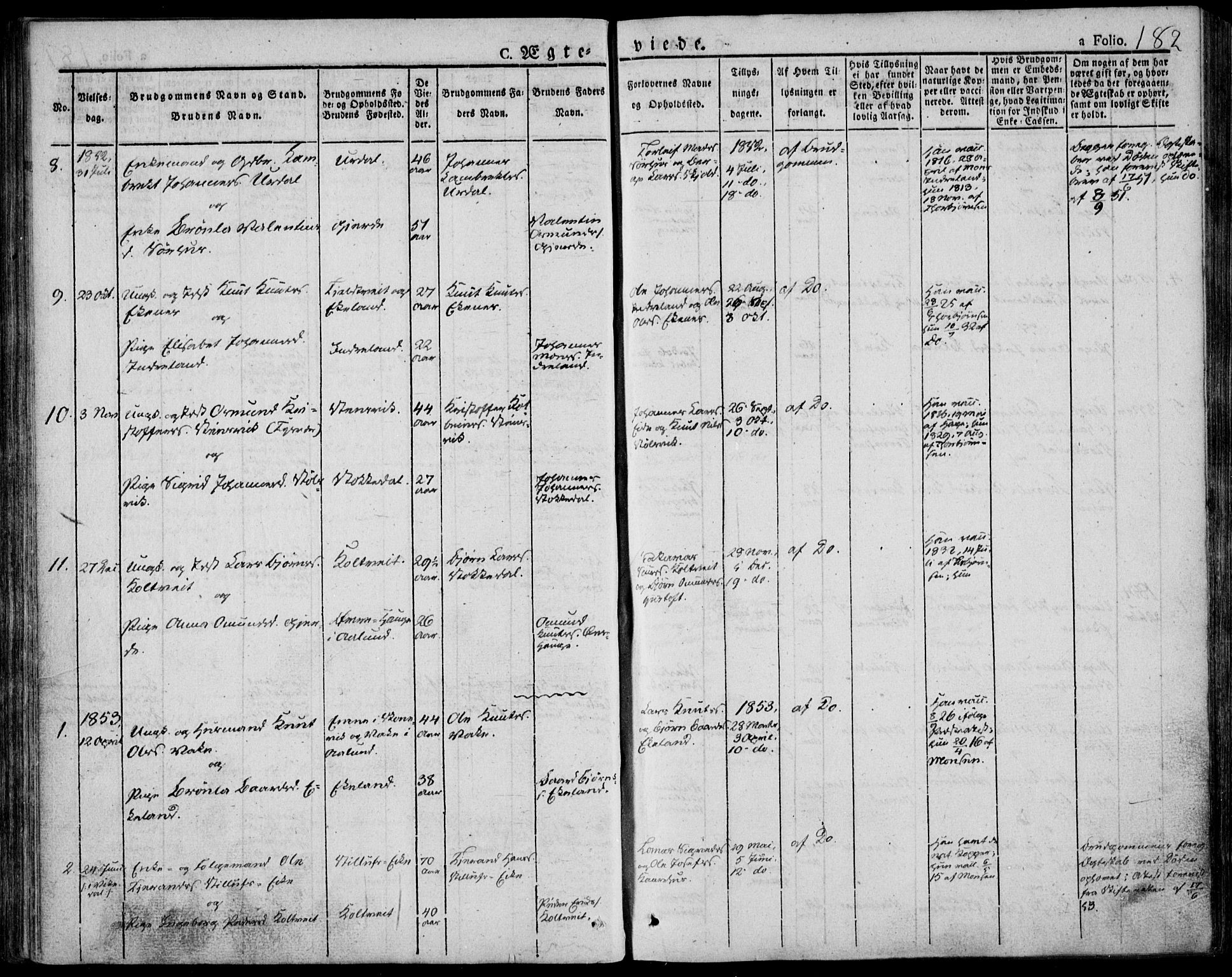 Skjold sokneprestkontor, AV/SAST-A-101847/H/Ha/Haa/L0005: Parish register (official) no. A 5, 1830-1856, p. 182