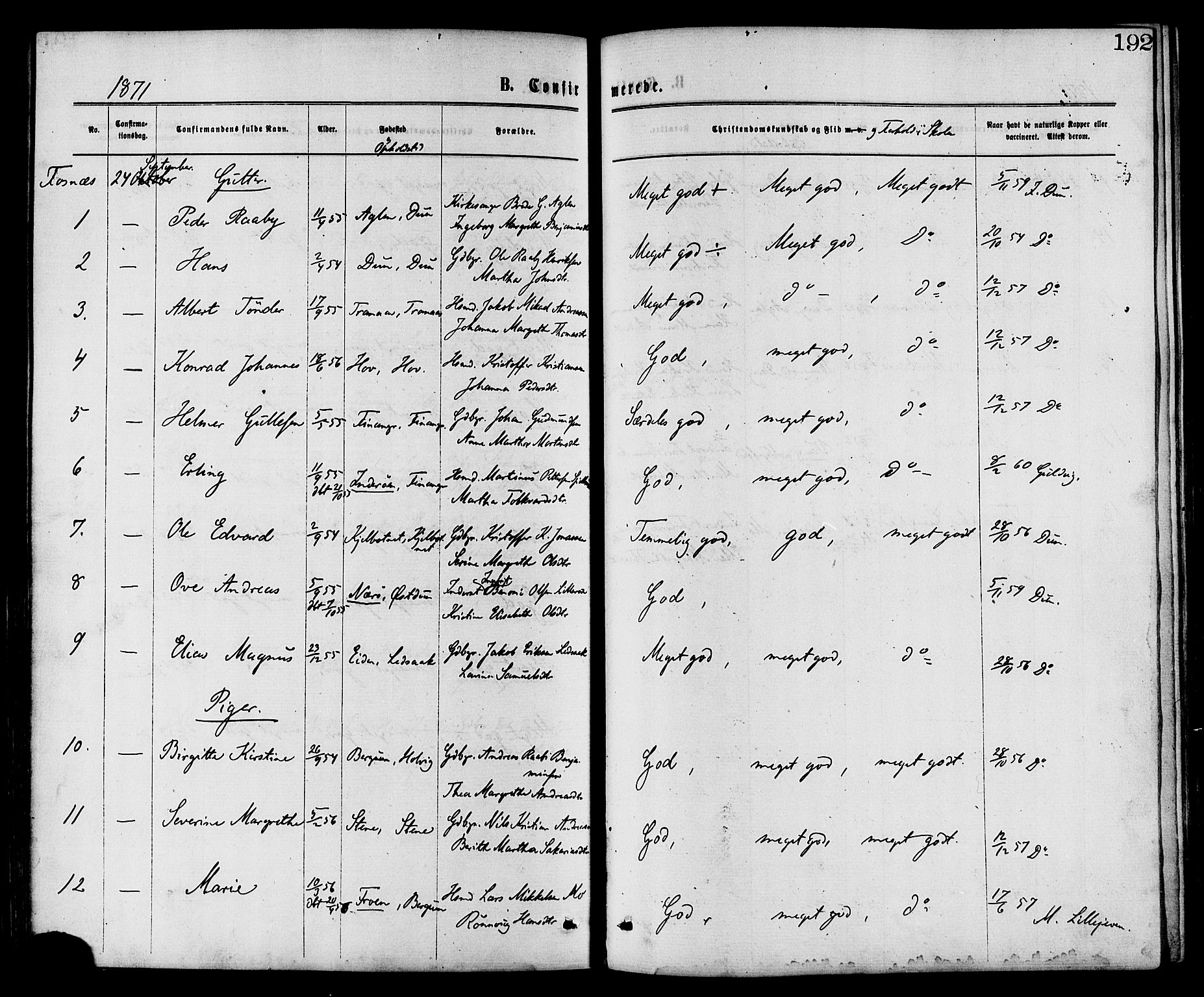 Ministerialprotokoller, klokkerbøker og fødselsregistre - Nord-Trøndelag, AV/SAT-A-1458/773/L0616: Parish register (official) no. 773A07, 1870-1887, p. 192