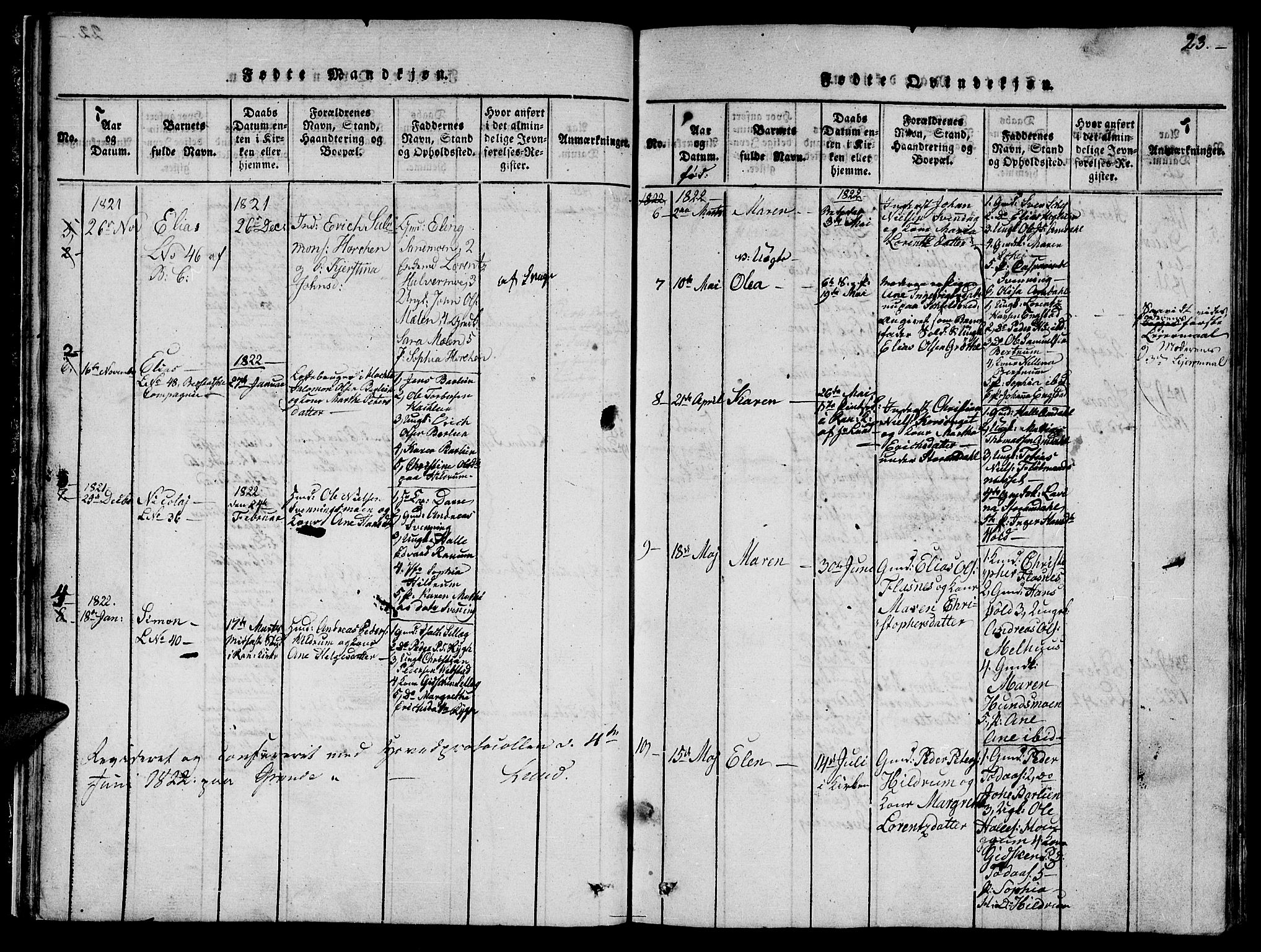 Ministerialprotokoller, klokkerbøker og fødselsregistre - Nord-Trøndelag, SAT/A-1458/764/L0559: Parish register (copy) no. 764C01, 1816-1824, p. 23