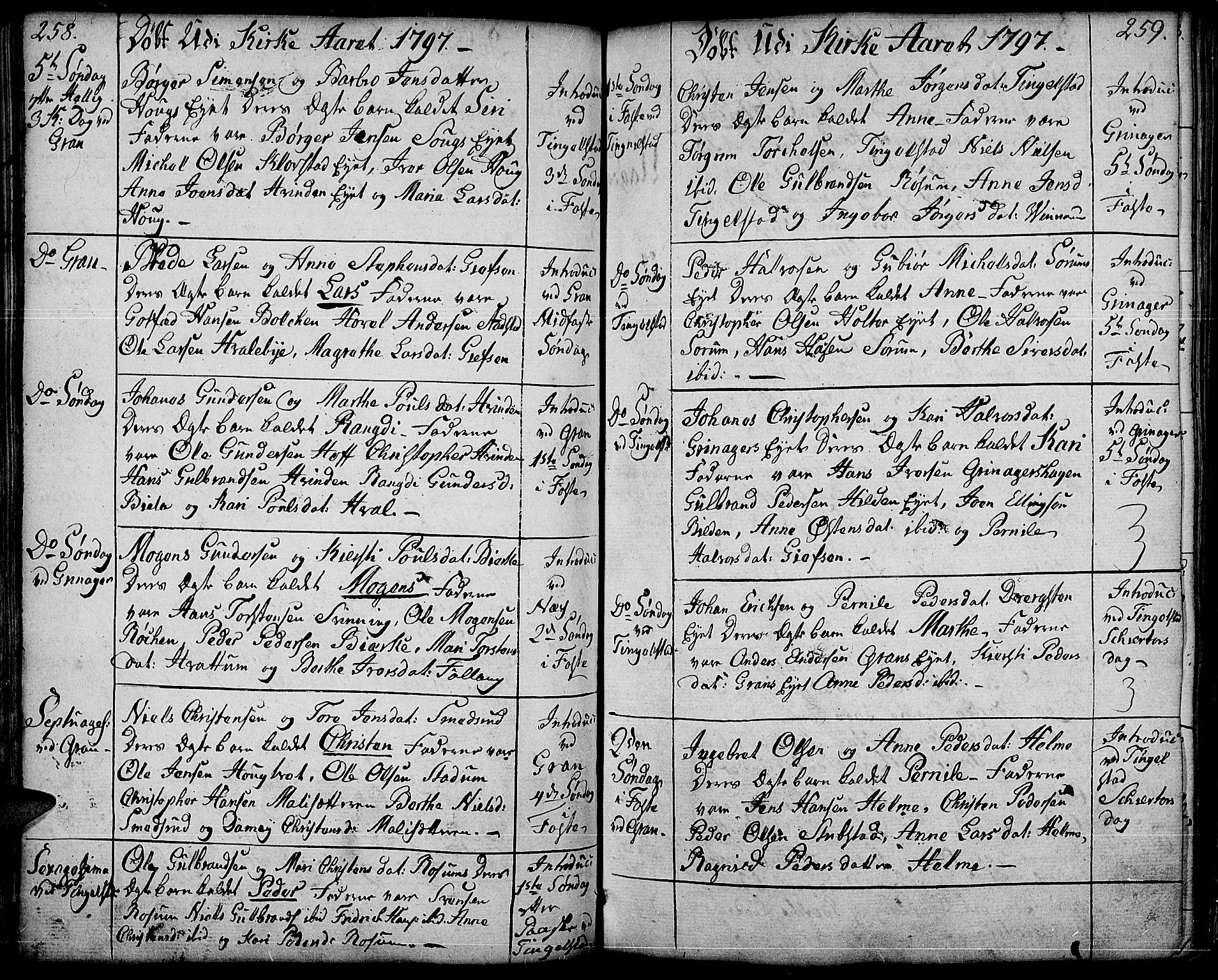 Gran prestekontor, AV/SAH-PREST-112/H/Ha/Haa/L0006: Parish register (official) no. 6, 1787-1824, p. 258-259