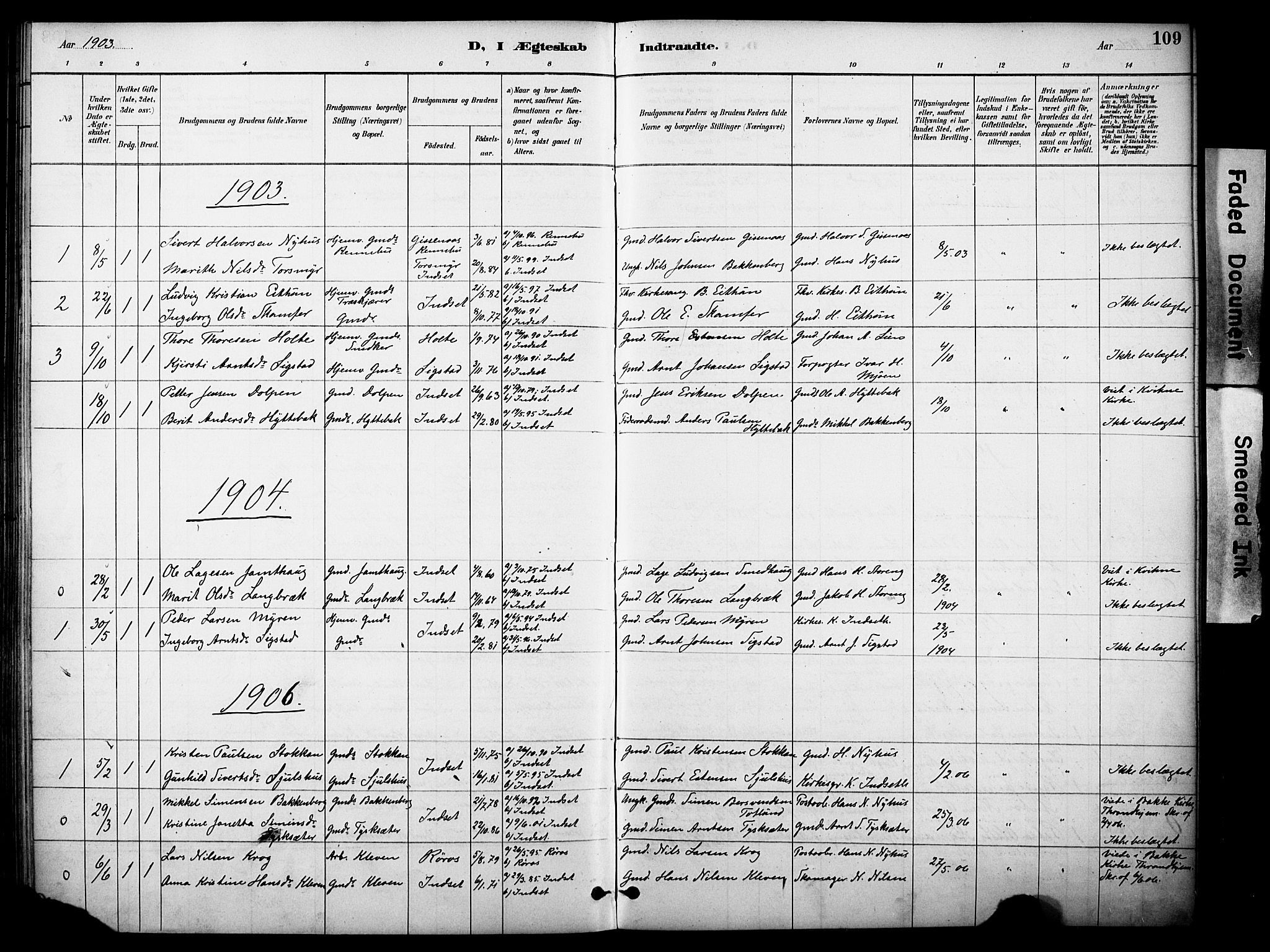 Kvikne prestekontor, SAH/PREST-064/H/Ha/Haa/L0007: Parish register (official) no. 7, 1887-1911, p. 109