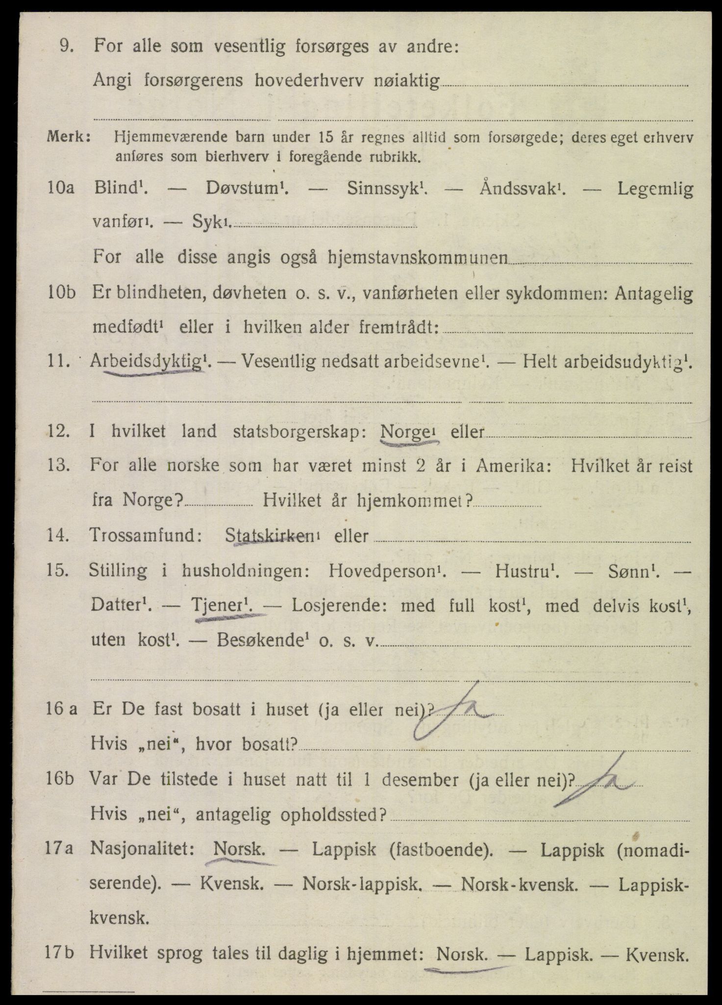 SAT, 1920 census for Velfjord, 1920, p. 2136