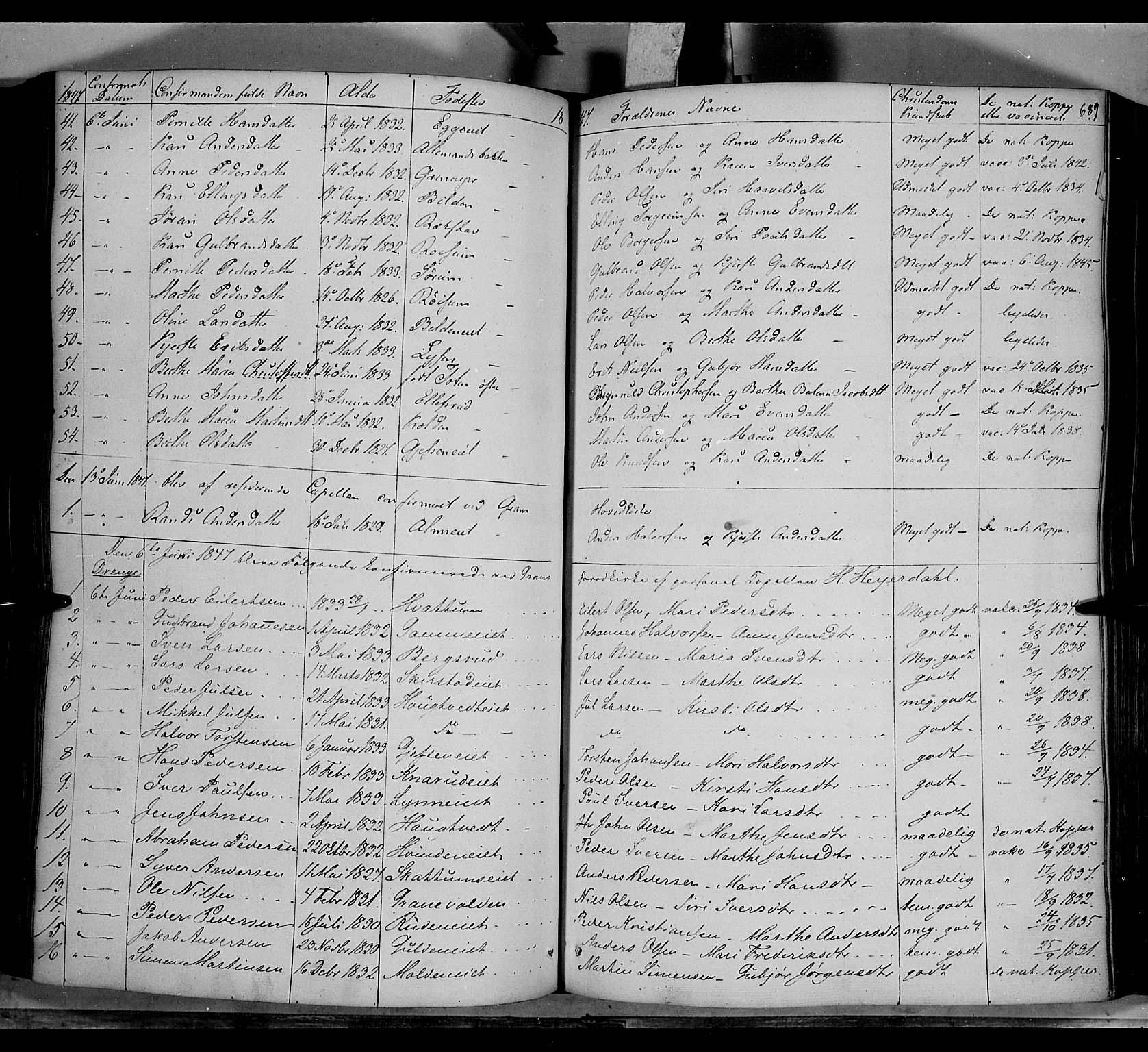 Gran prestekontor, AV/SAH-PREST-112/H/Ha/Haa/L0011: Parish register (official) no. 11, 1842-1856, p. 688-689