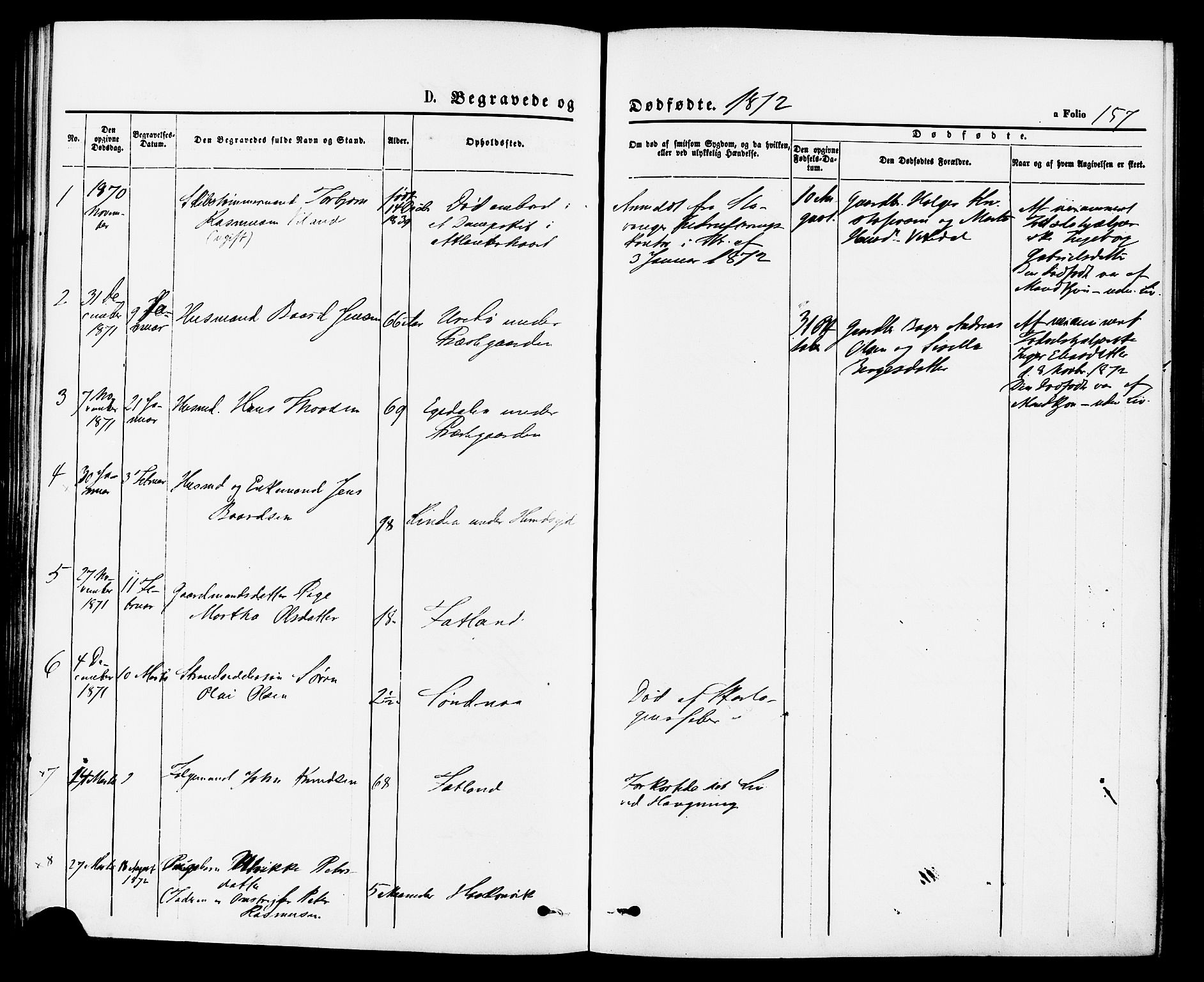 Vikedal sokneprestkontor, AV/SAST-A-101840/01/IV: Parish register (official) no. A 7, 1868-1883, p. 157