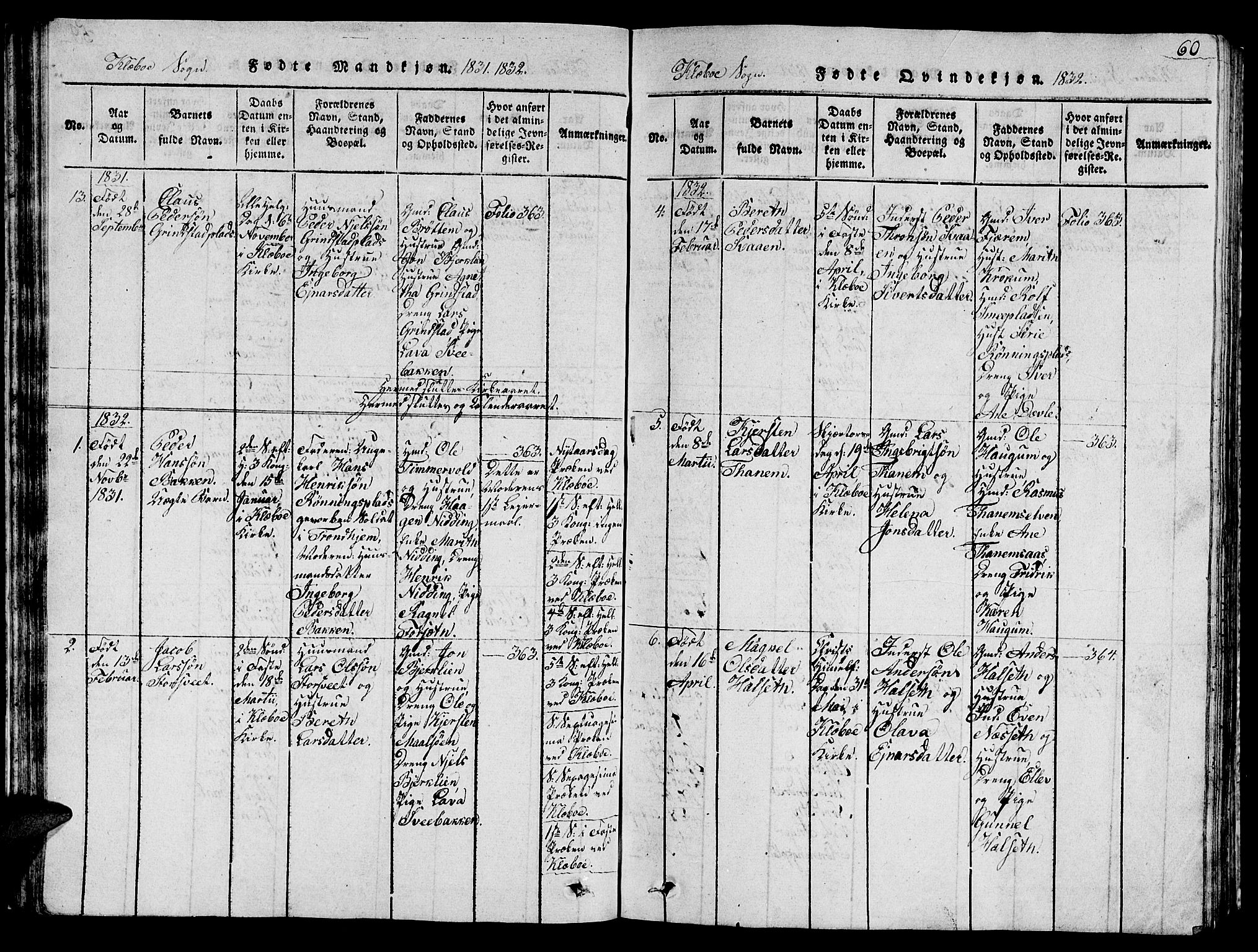 Ministerialprotokoller, klokkerbøker og fødselsregistre - Sør-Trøndelag, SAT/A-1456/618/L0450: Parish register (copy) no. 618C01, 1816-1865, p. 60