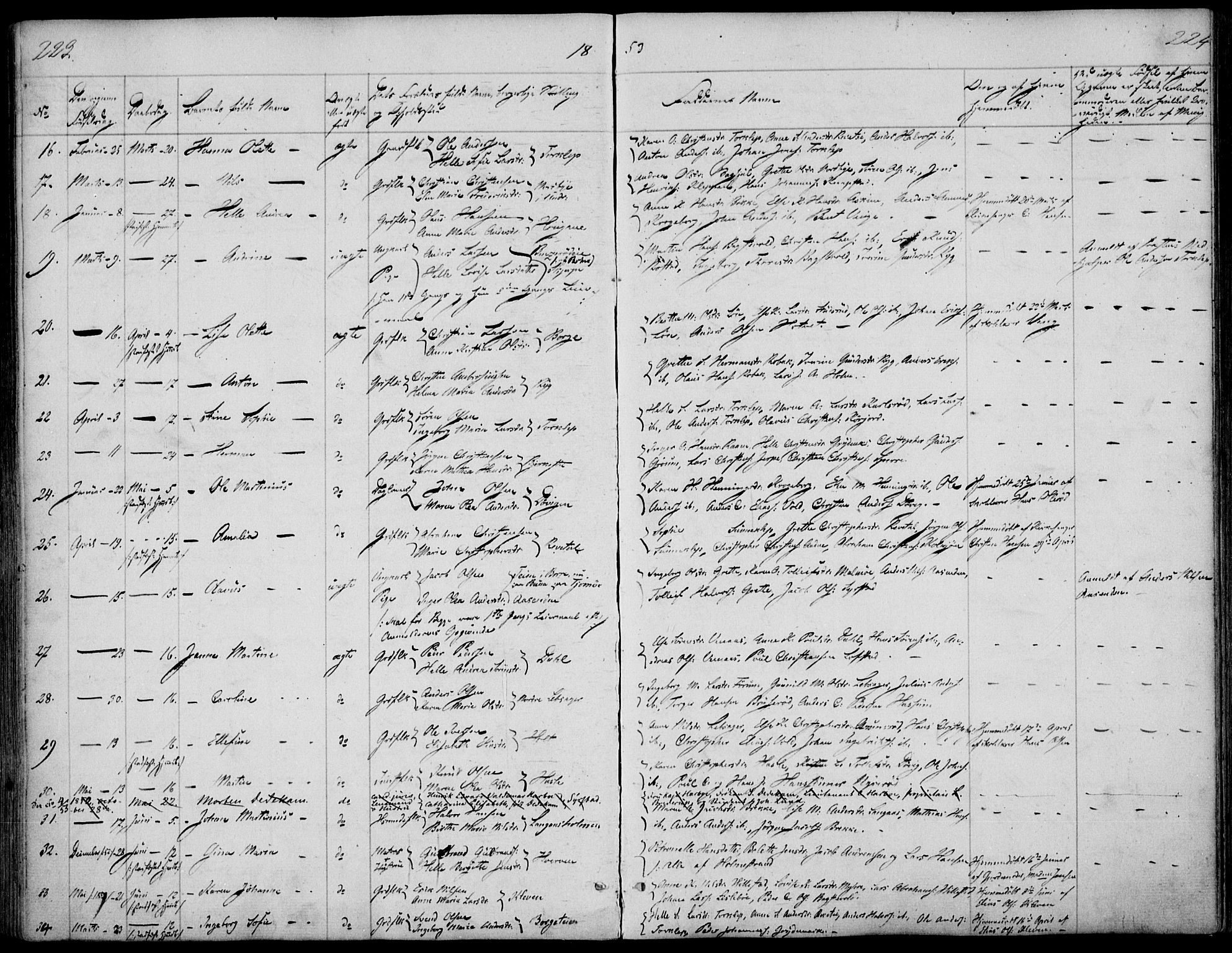 Våle kirkebøker, AV/SAKO-A-334/F/Fa/L0009a: Parish register (official) no. I 9A, 1839-1860, p. 223-224