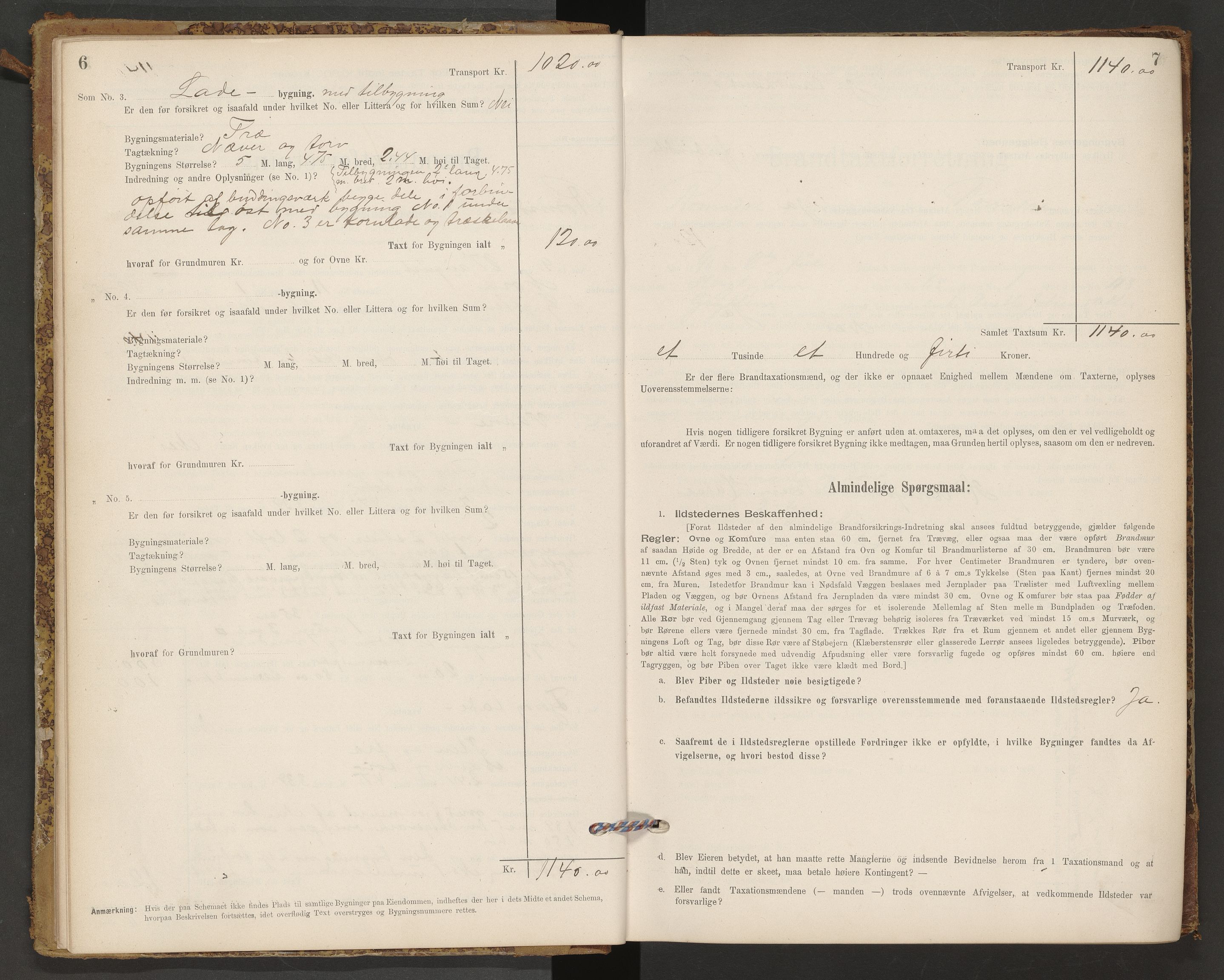 Norges Brannkasse Romsdal, AV/SAT-A-5499/Fb/L0001: Branntakstprotokoll, 1895-1915, p. 6-7