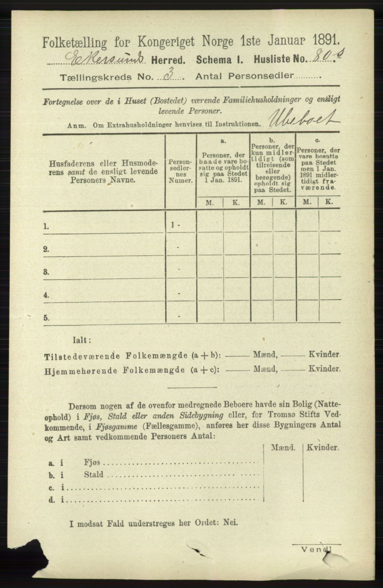 RA, 1891 census for 1116 Eigersund herred, 1891, p. 1051