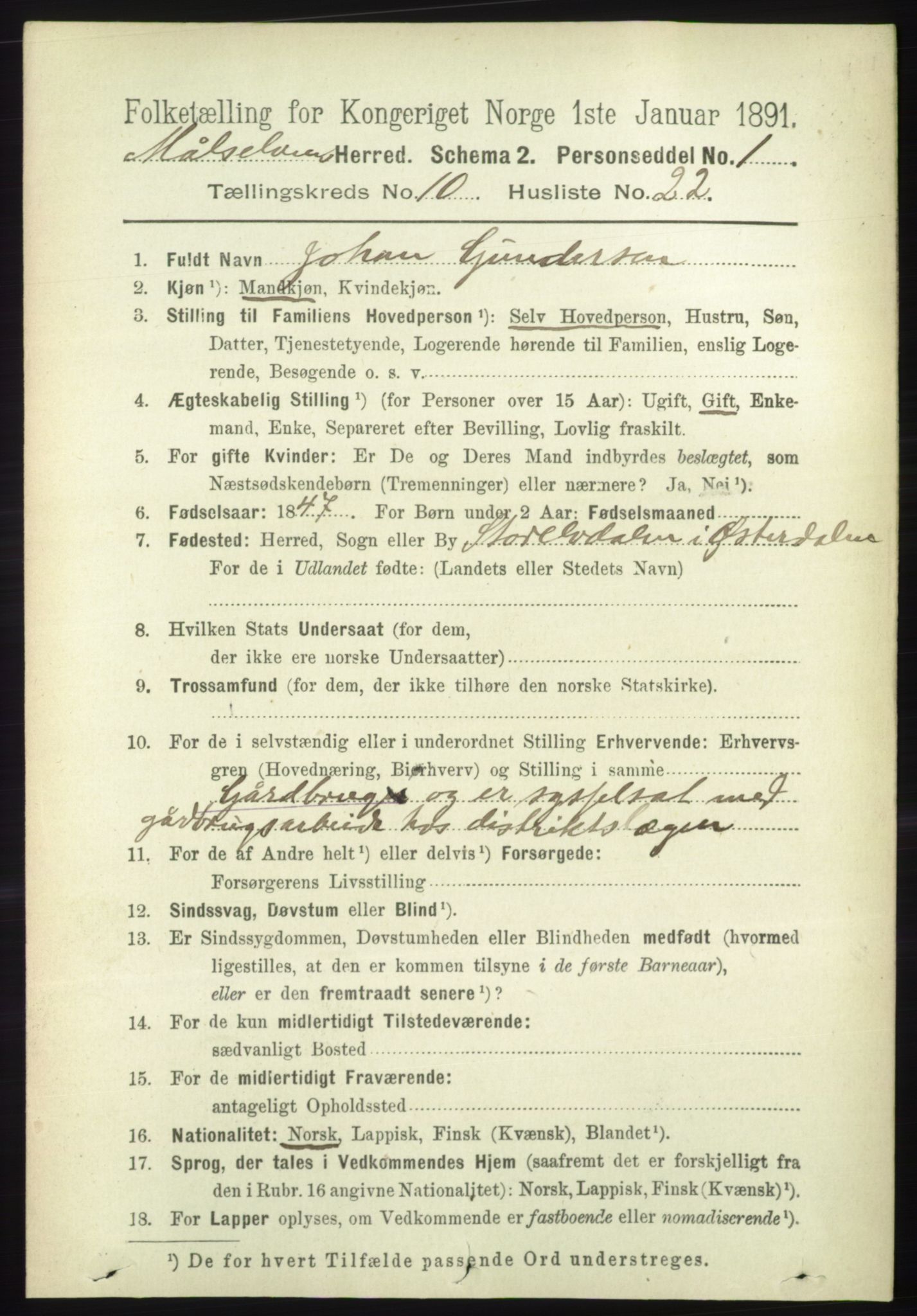 RA, 1891 census for 1924 Målselv, 1891, p. 3163