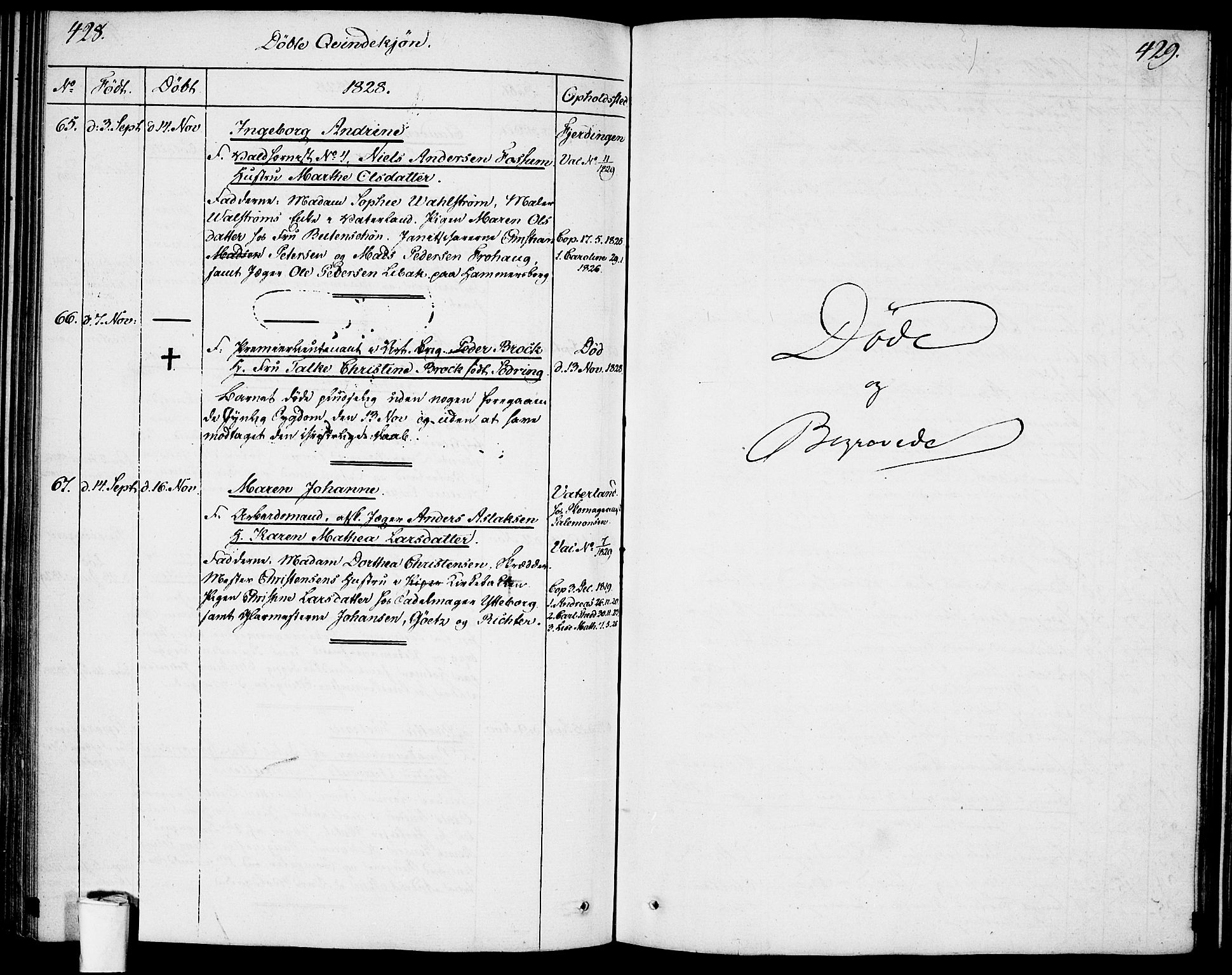 Garnisonsmenigheten Kirkebøker, SAO/A-10846/F/Fa/L0004: Parish register (official) no. 4, 1820-1828, p. 428-429