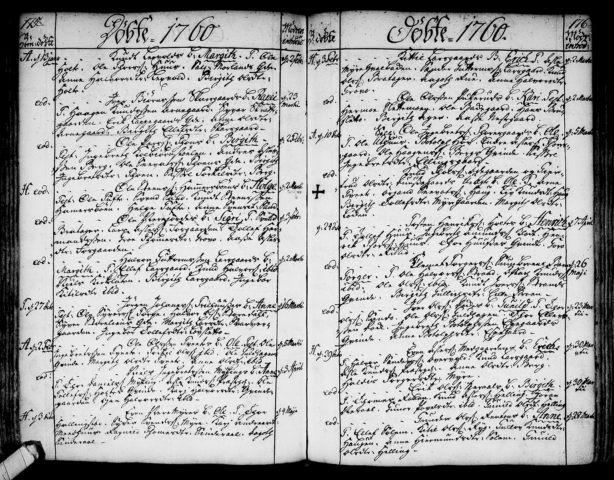 Ål kirkebøker, SAKO/A-249/F/Fa/L0001: Parish register (official) no. I 1, 1744-1769, p. 175-176