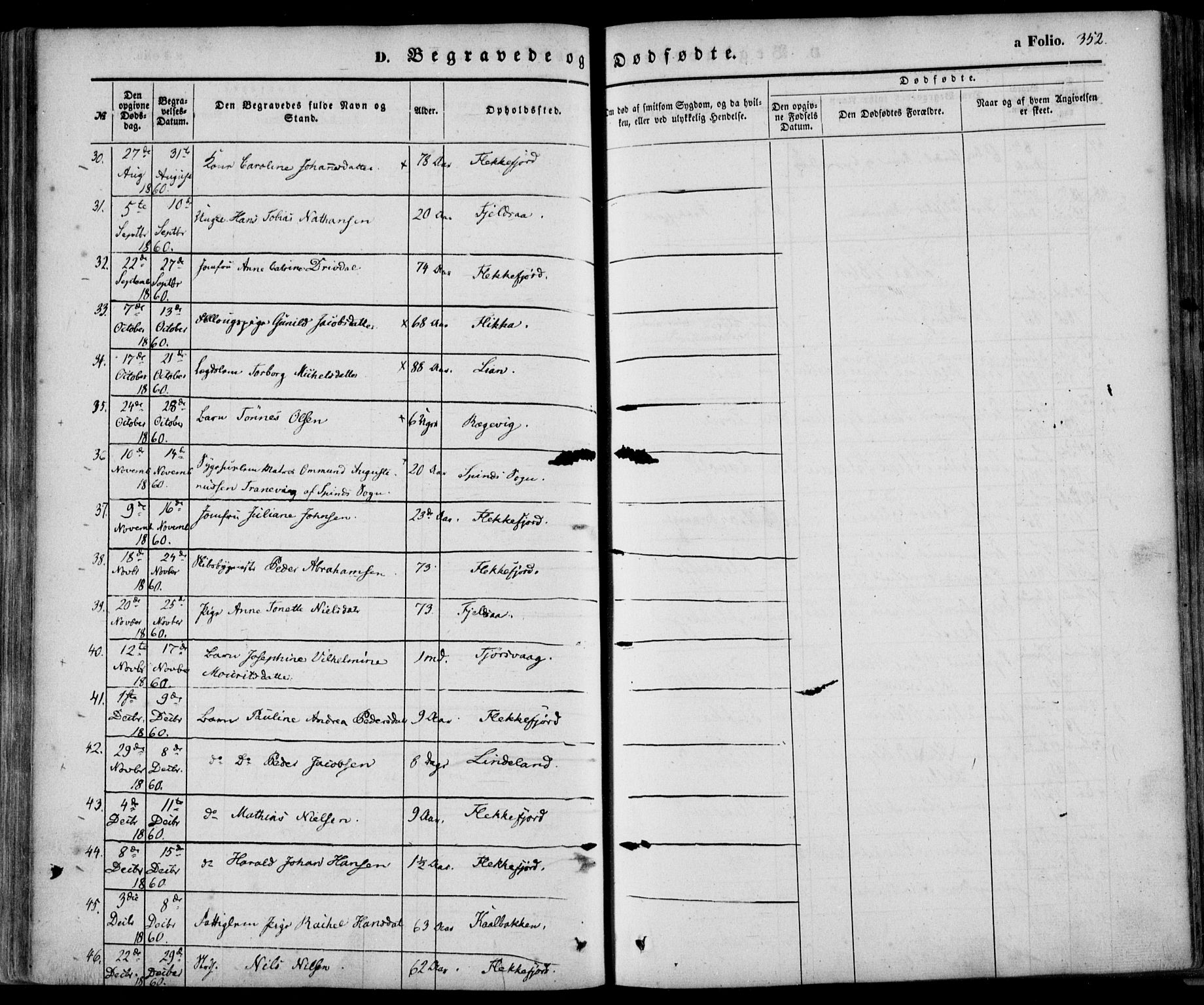 Flekkefjord sokneprestkontor, AV/SAK-1111-0012/F/Fa/Fac/L0005: Parish register (official) no. A 5, 1849-1875, p. 352