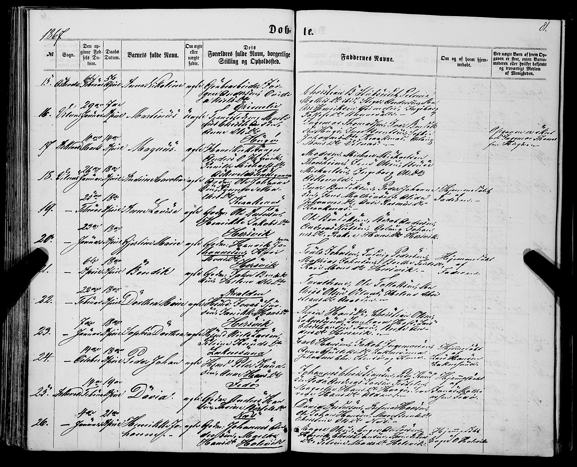 Askvoll sokneprestembete, SAB/A-79501/H/Haa/Haaa/L0012: Parish register (official) no. A 12, 1859-1878, p. 81