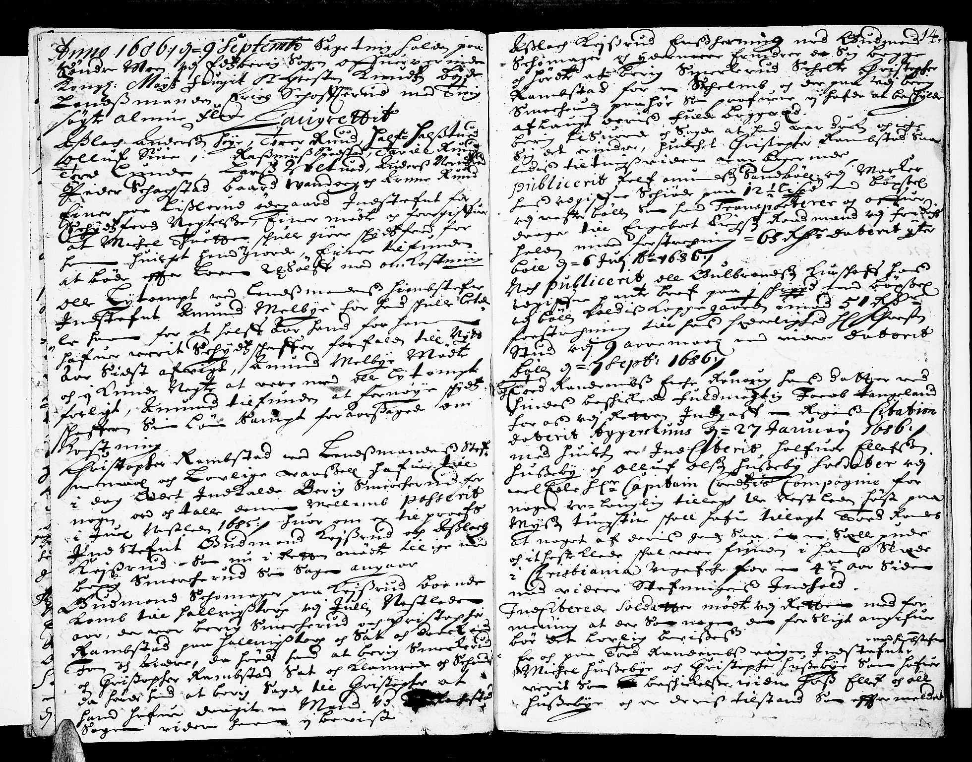 Heggen og Frøland sorenskriveri I, AV/SAO-A-11556/F/Fb/L0024: Tingbok, 1686-1690, p. 13b-14a