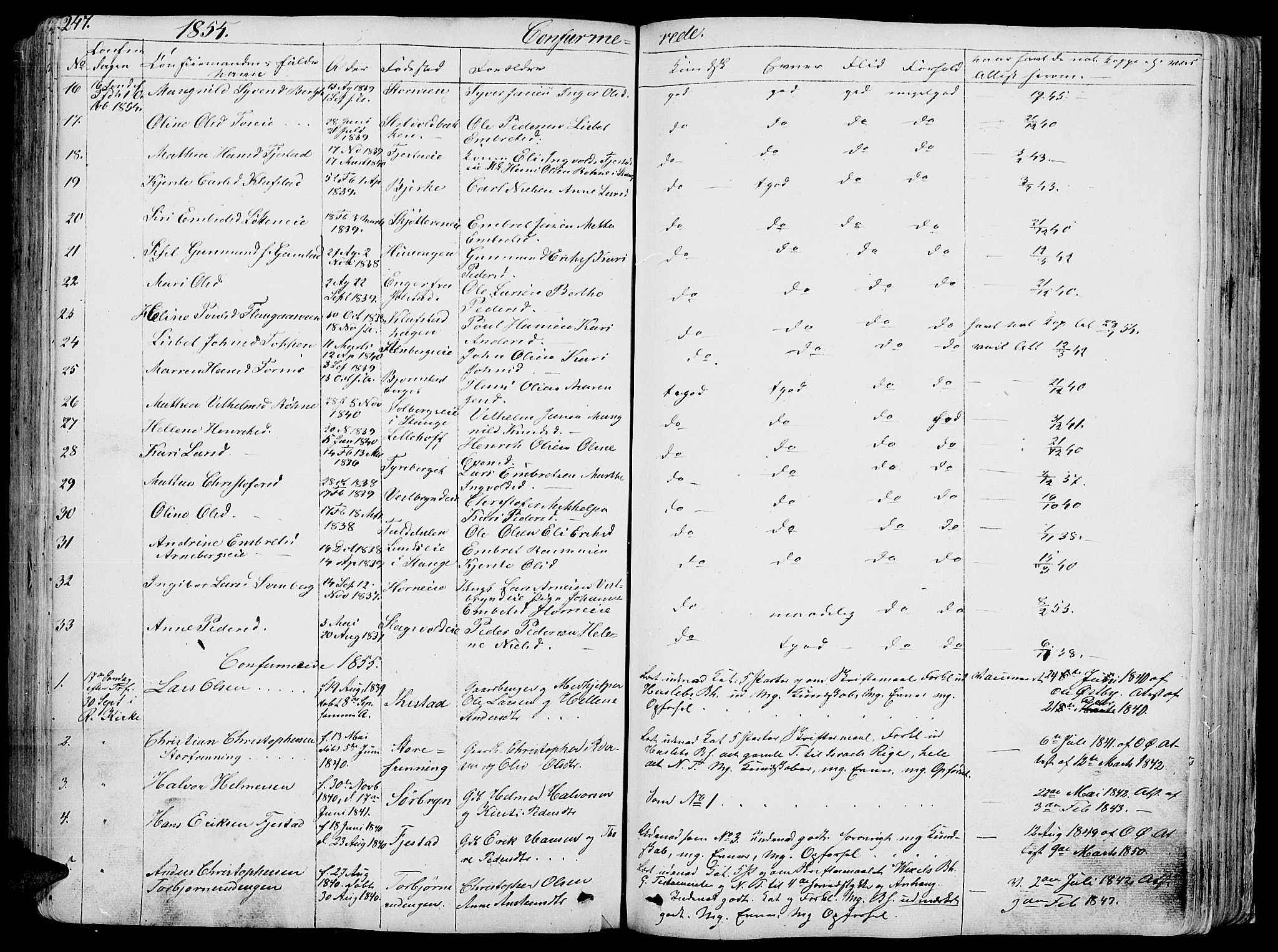 Romedal prestekontor, AV/SAH-PREST-004/L/L0009: Parish register (copy) no. 9, 1846-1866, p. 247