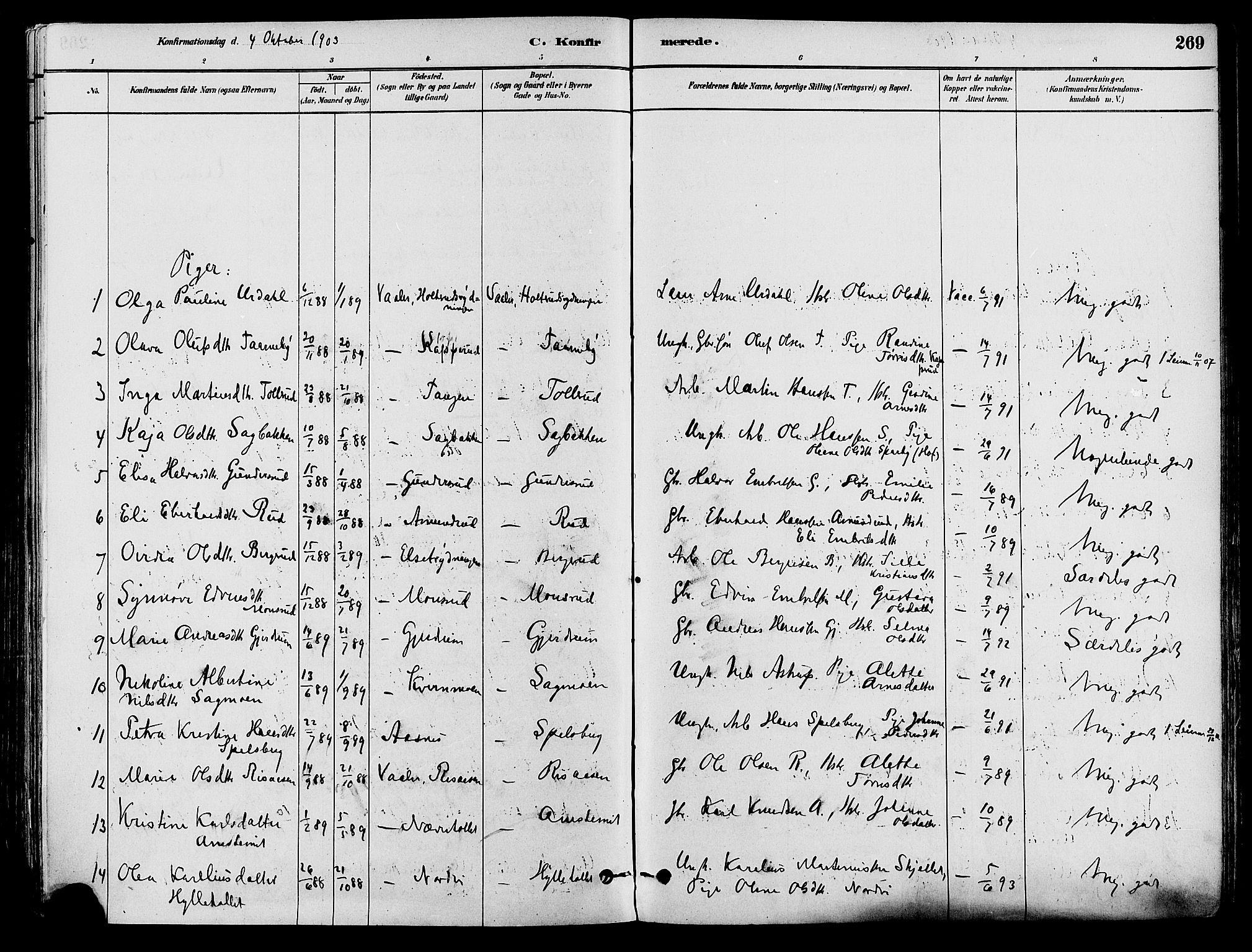 Våler prestekontor, Hedmark, AV/SAH-PREST-040/H/Ha/Haa/L0002: Parish register (official) no. 3, 1879-1911, p. 269