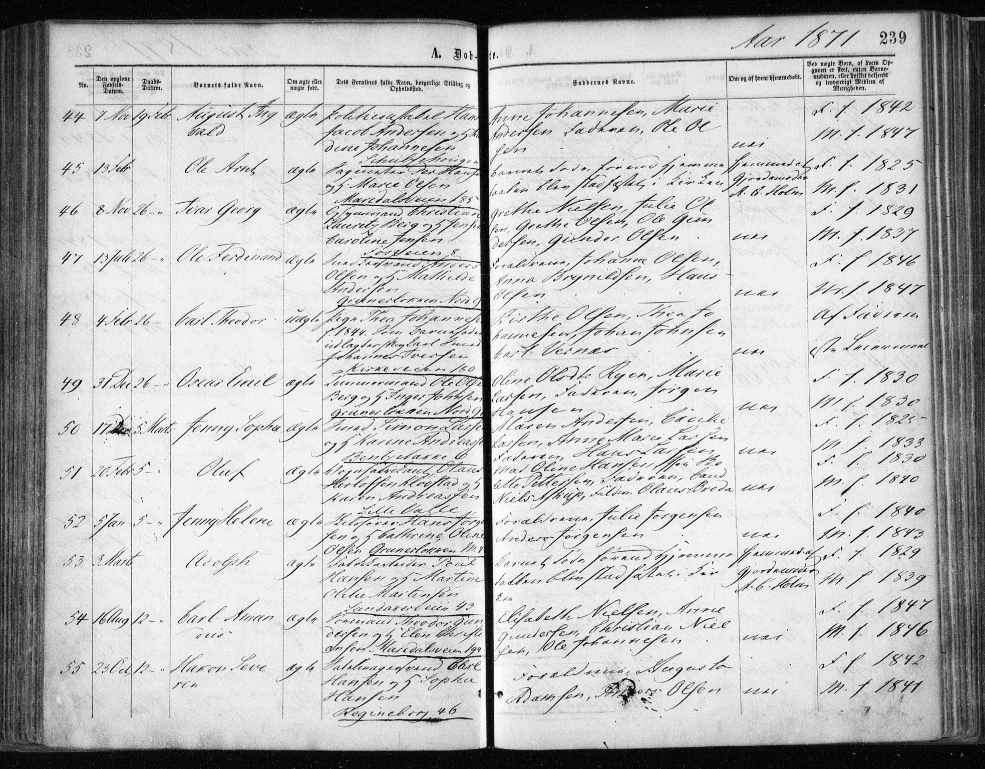 Gamle Aker prestekontor Kirkebøker, AV/SAO-A-10617a/F/L0002: Parish register (official) no. 2, 1864-1872, p. 239