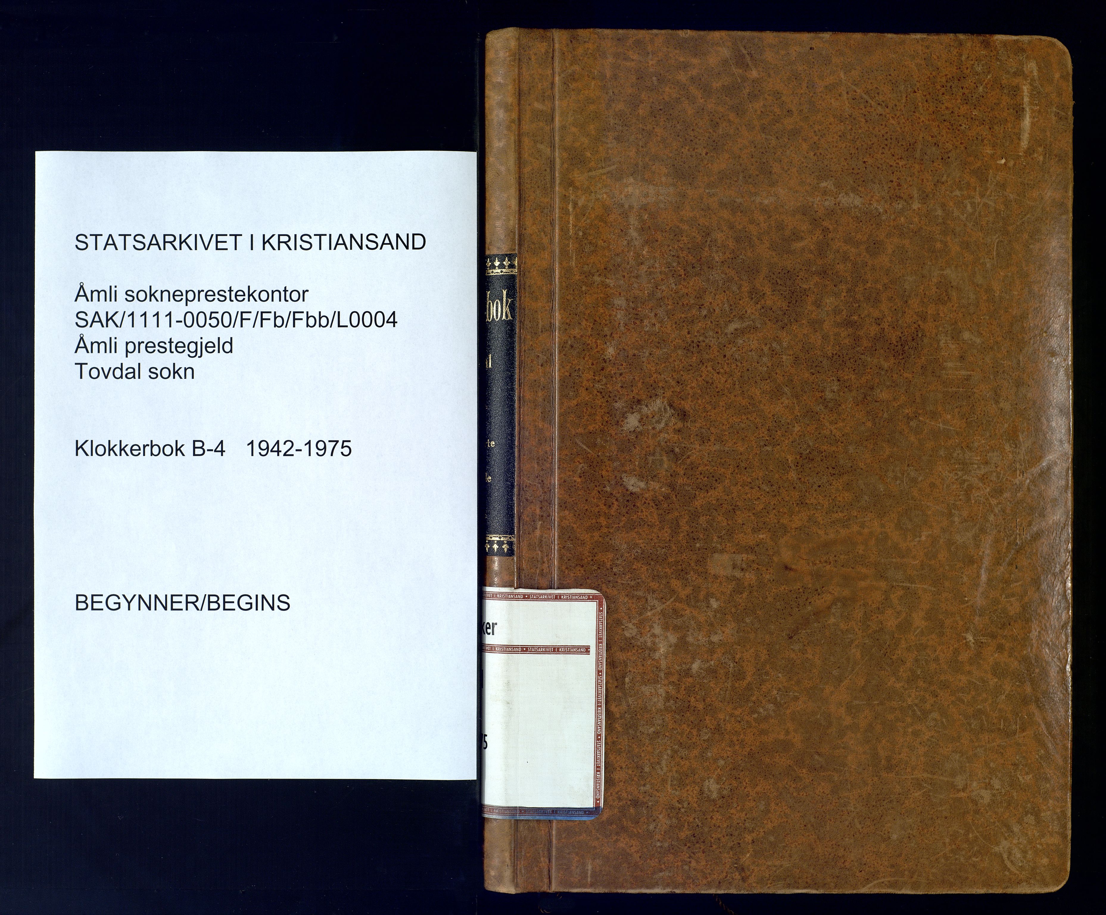 Åmli sokneprestkontor, SAK/1111-0050/F/Fb/Fbb/L0004: Parish register (copy) no. B-4, 1942-1975