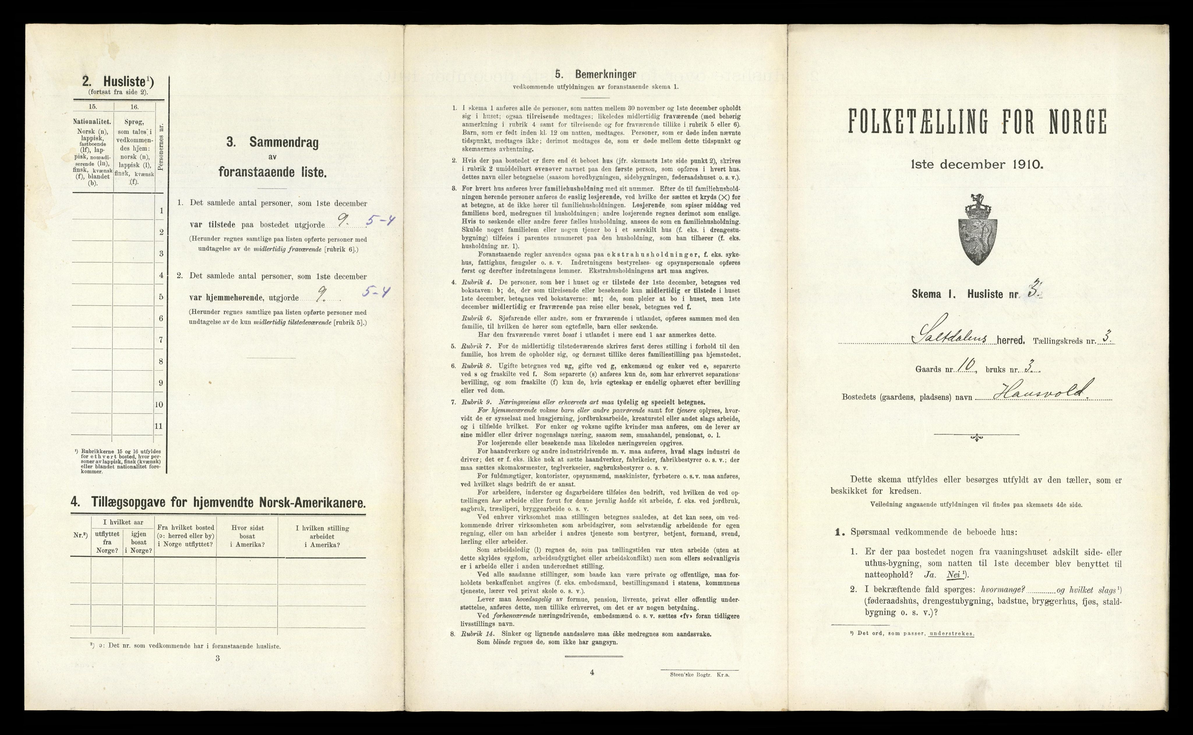 RA, 1910 census for Saltdal, 1910, p. 473