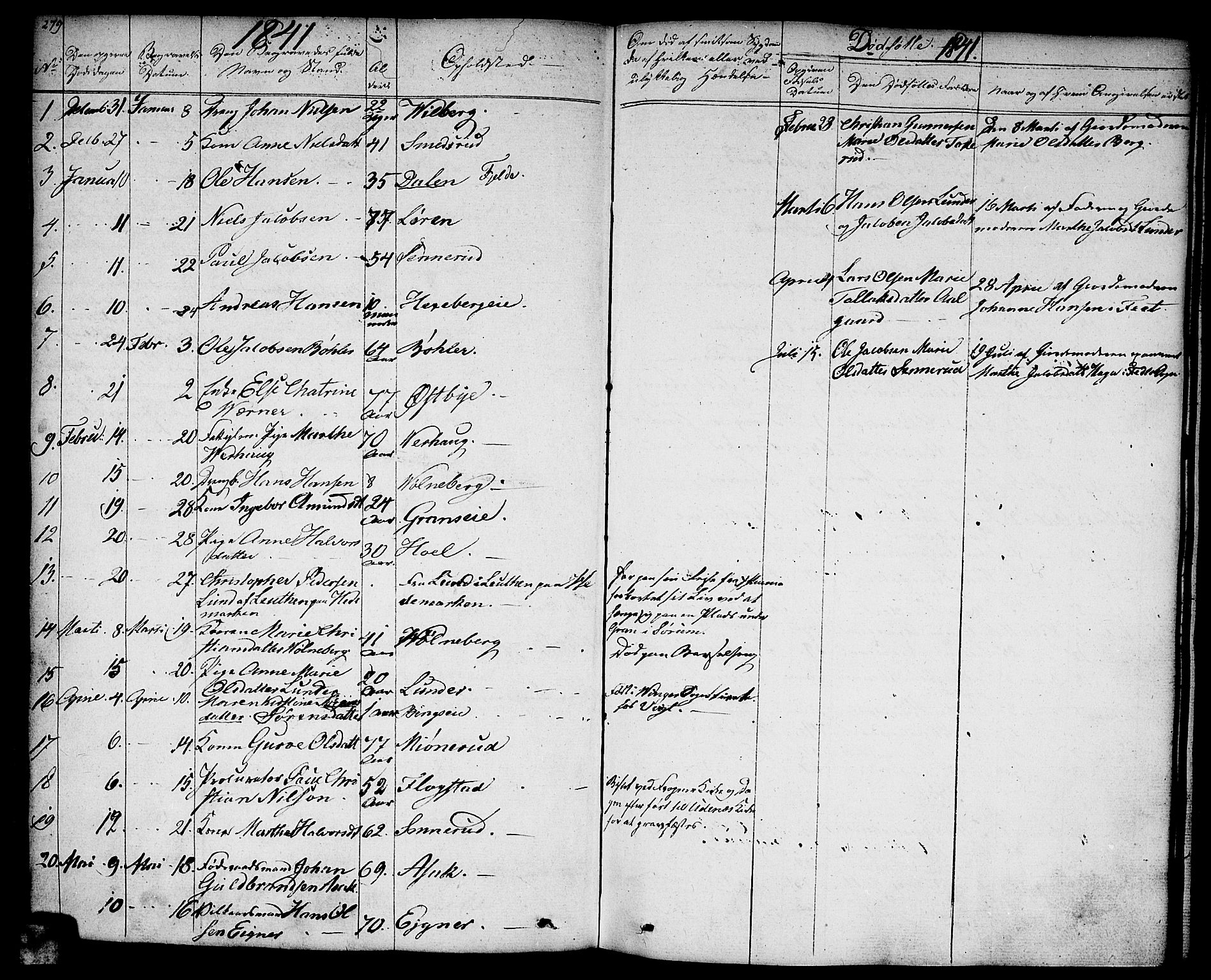 Sørum prestekontor Kirkebøker, SAO/A-10303/F/Fa/L0004: Parish register (official) no. I 4, 1829-1845, p. 279