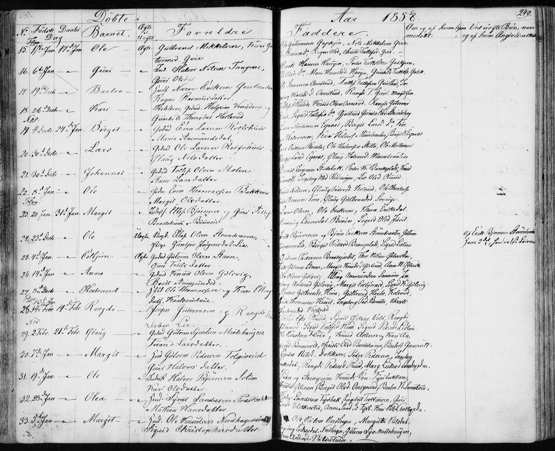 Nes kirkebøker, SAKO/A-236/F/Fa/L0009: Parish register (official) no. 9, 1834-1863, p. 249